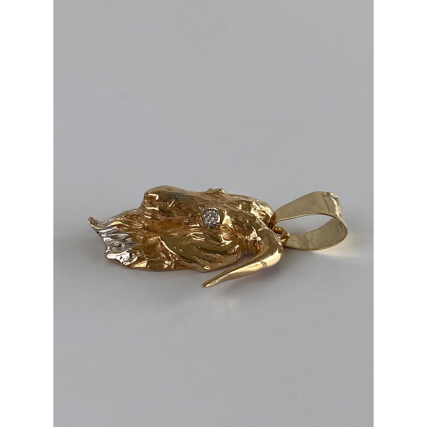 Vintage Solid 14k White & Yellow Gold Diamond Aries Ram Charm