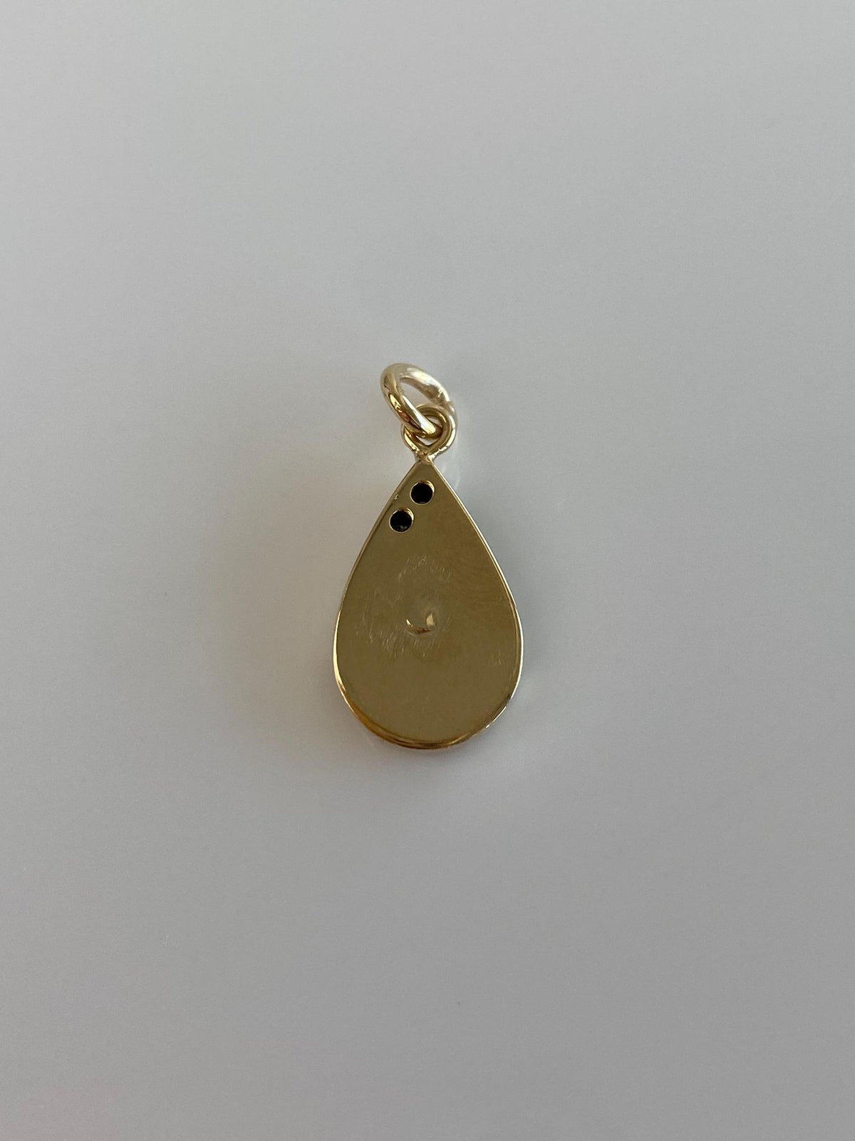 Vintage 14k White & Yellow Gold Diamond Crosshatch Teardrop Charm