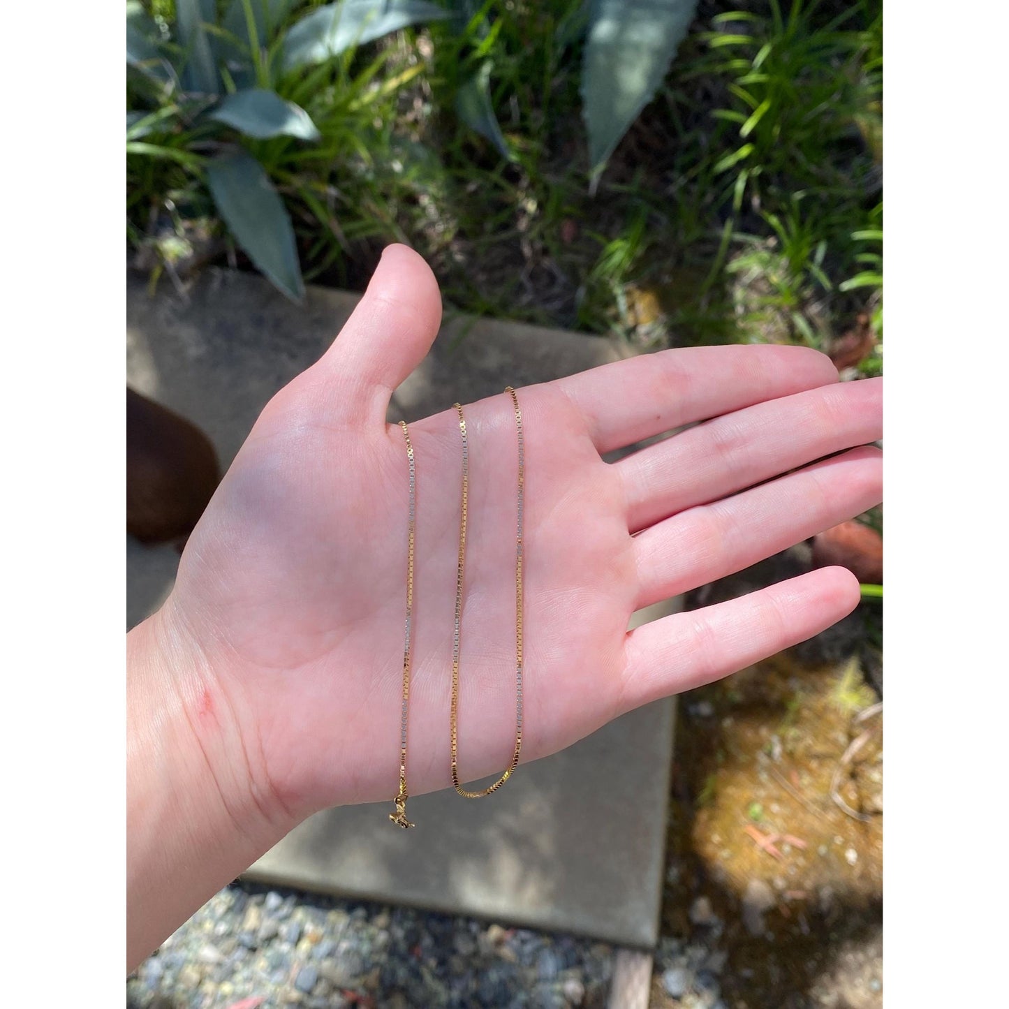 Vintage Solid 18k Yellow Gold Box Chain Necklace - 20 inches