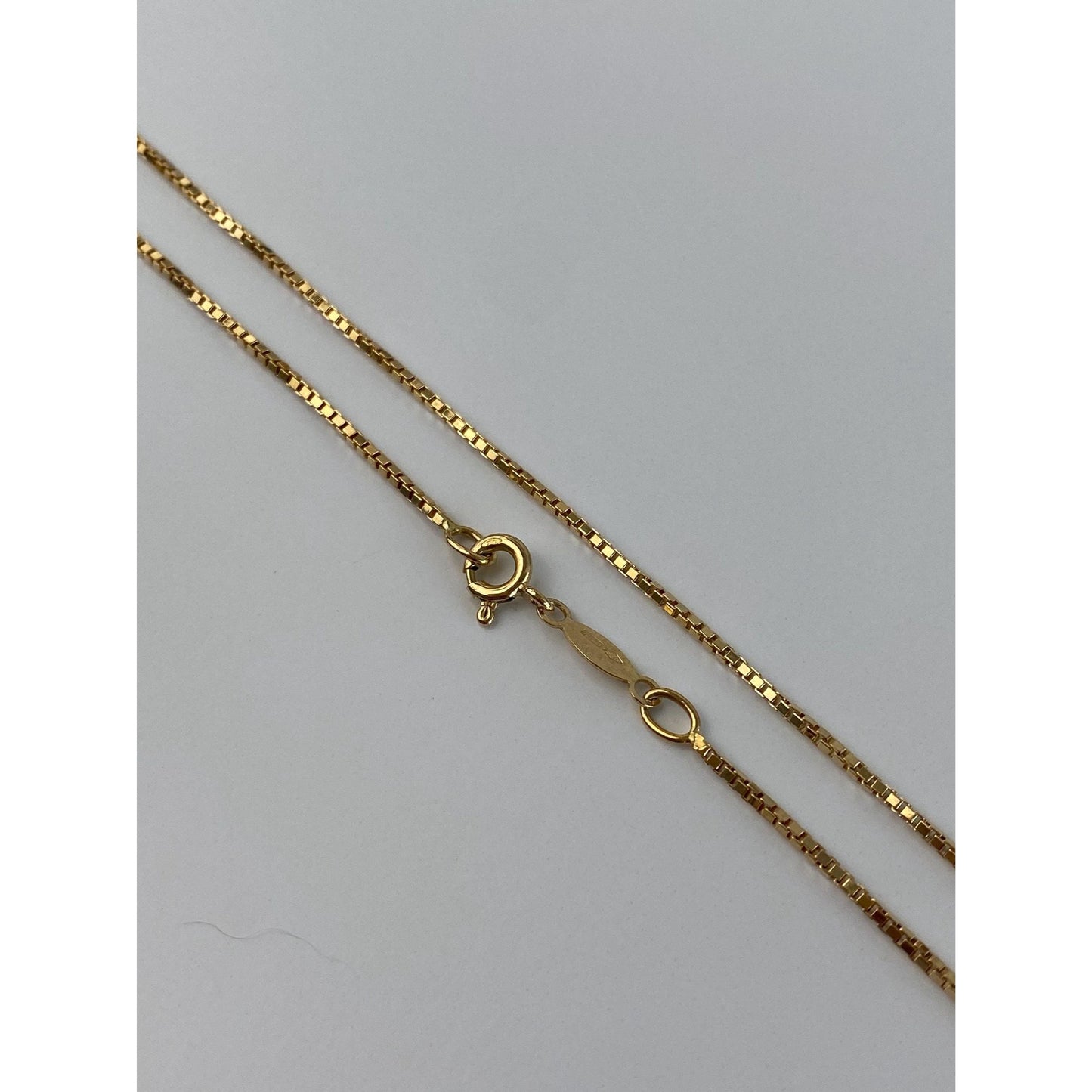 Vintage Solid 18k Yellow Gold Box Chain Necklace - 20 inches