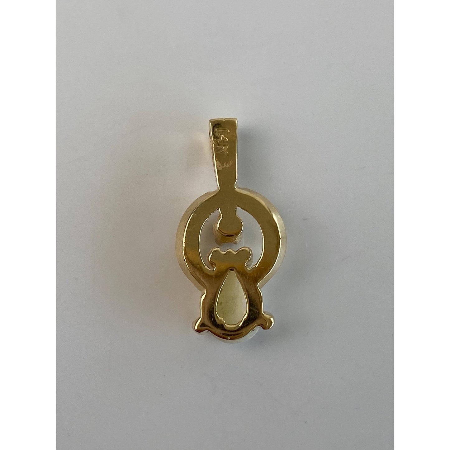 Solid 14k Yellow Gold Opal Diamond Charm