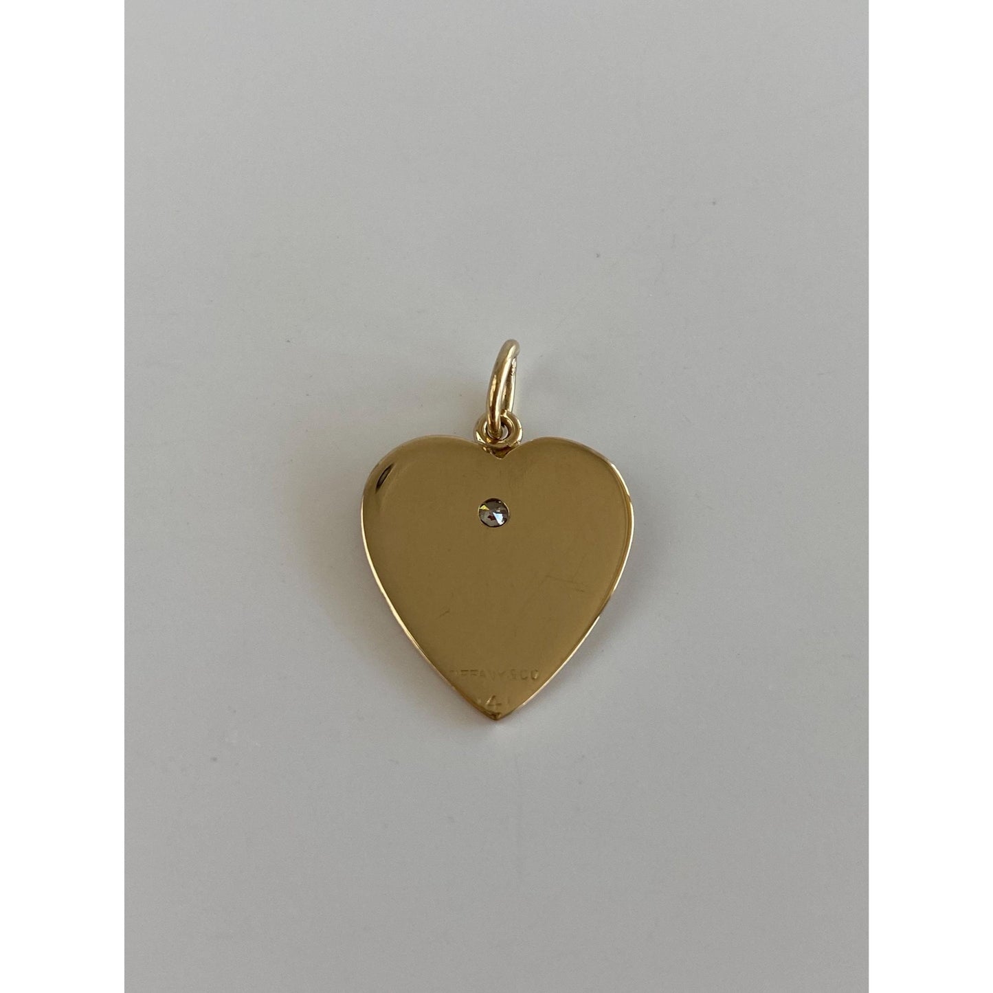 Vintage Solid 14k Yellow Gold Star Set Diamond Heart Charm