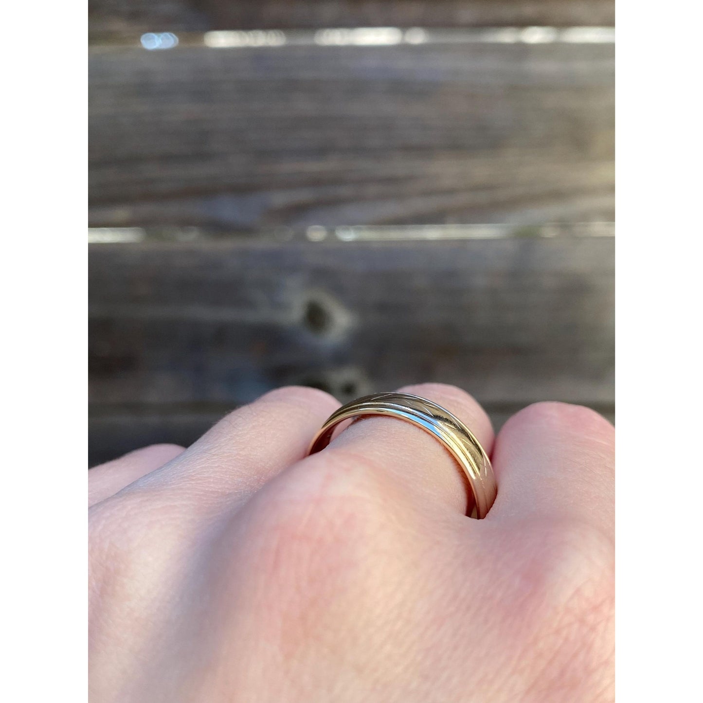 Vintage Solid 14k Yellow Gold Pattern Lined Ring Band - Size 11-11.25