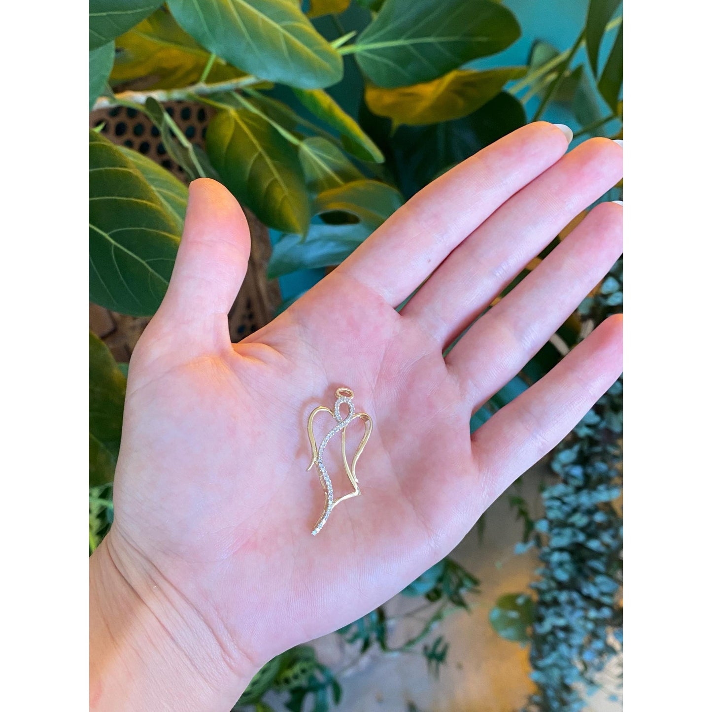 Vintage Solid 10k Yellow Gold Diamond Angel Slide Charm