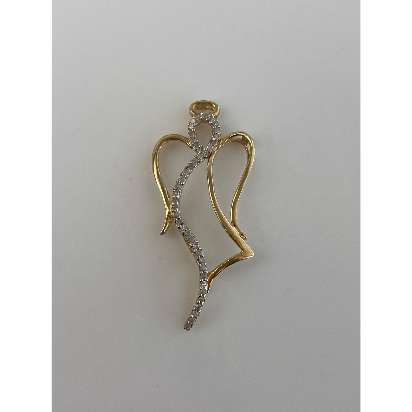 Vintage Solid 10k Yellow Gold Diamond Angel Slide Charm