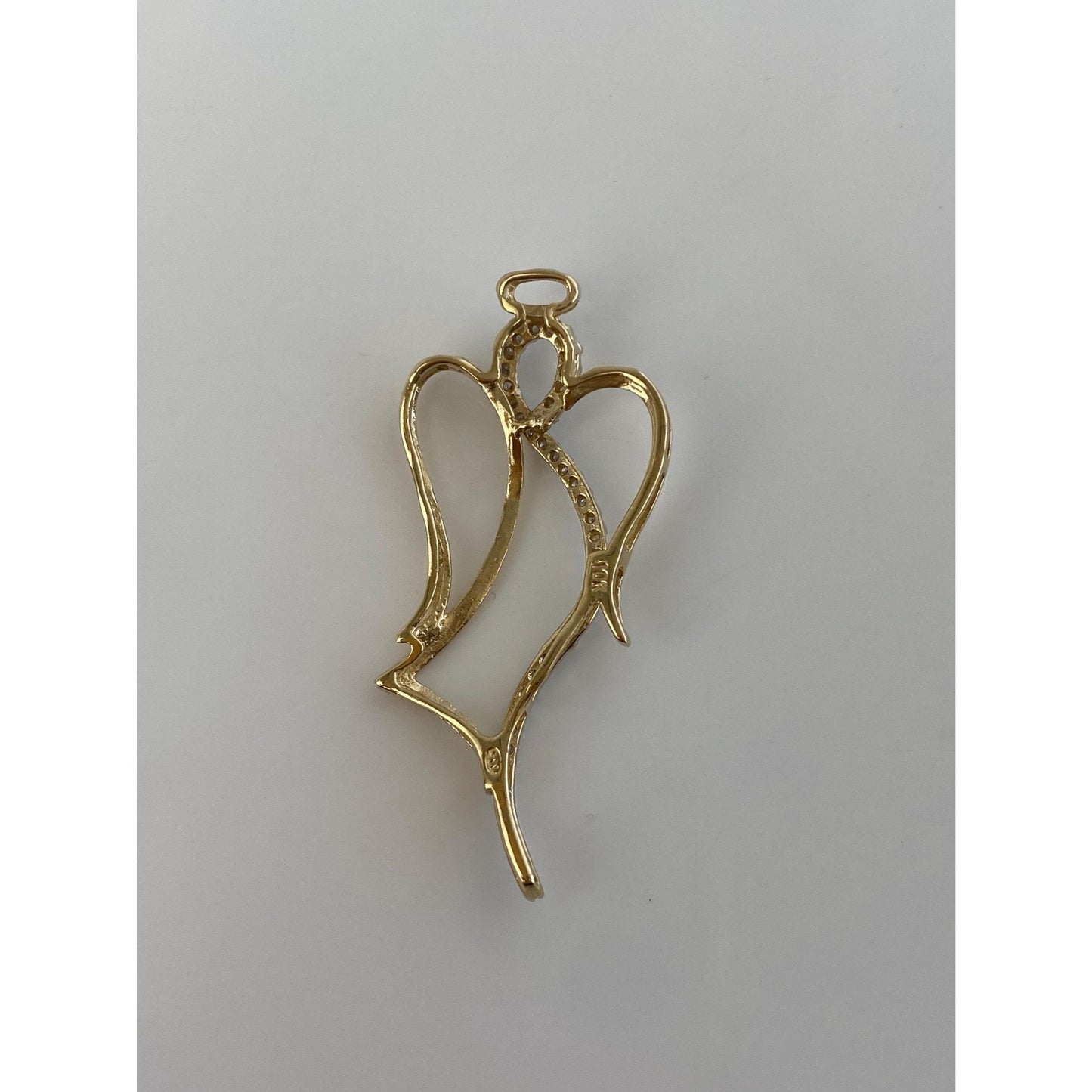 Vintage Solid 10k Yellow Gold Diamond Angel Slide Charm