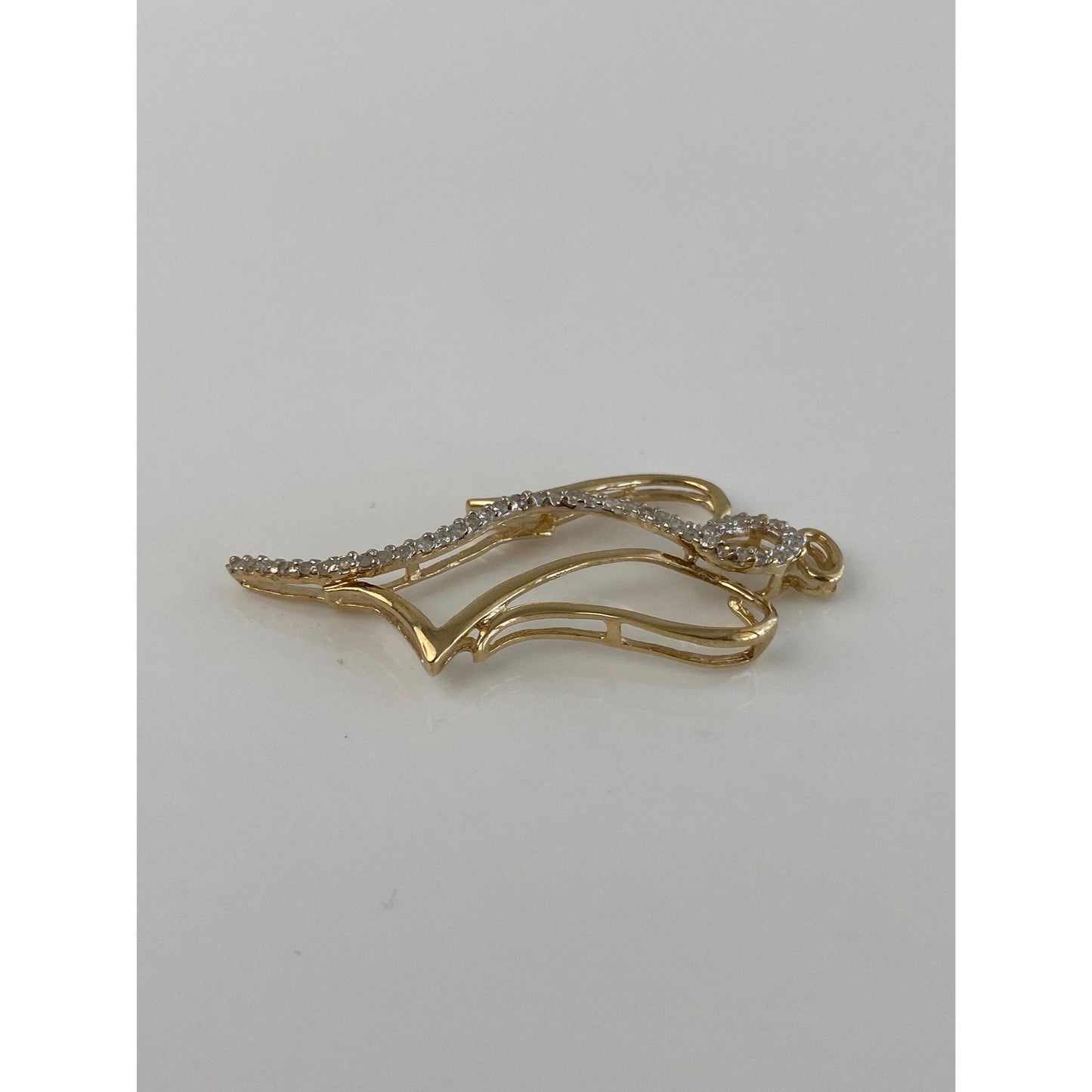 Vintage Solid 10k Yellow Gold Diamond Angel Slide Charm