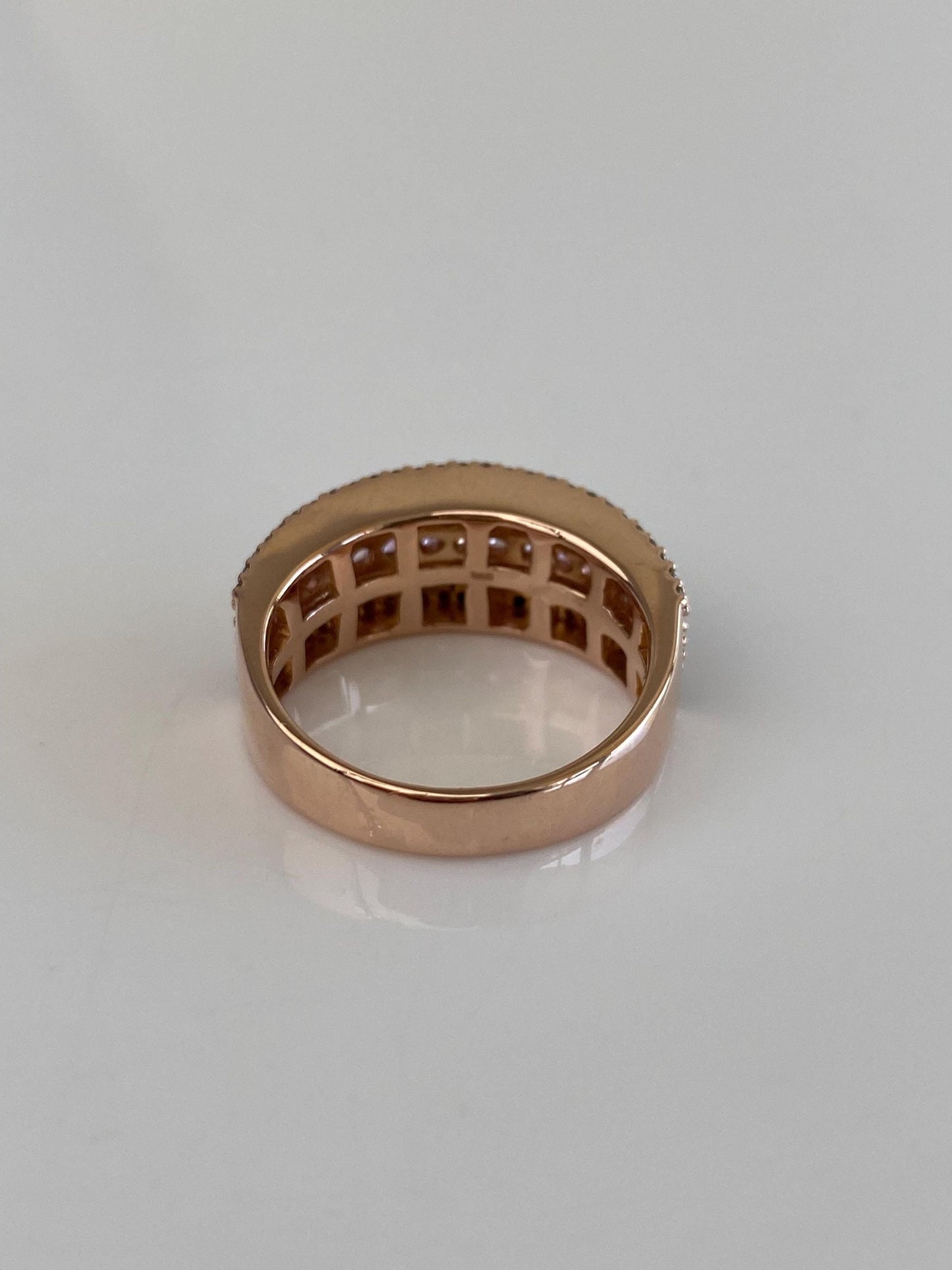 Vintage Solid 14k Rose Gold Diamond Light Pink Sapphire Ring Band - Size 7