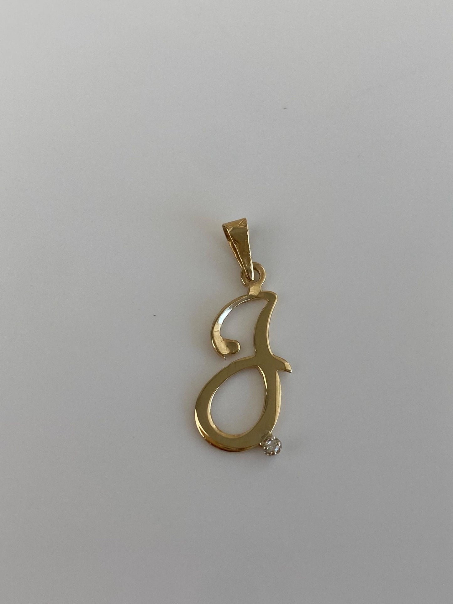 Vintage Solid 14k Yellow Gold Clear Sapphire Initial 'J' Charm