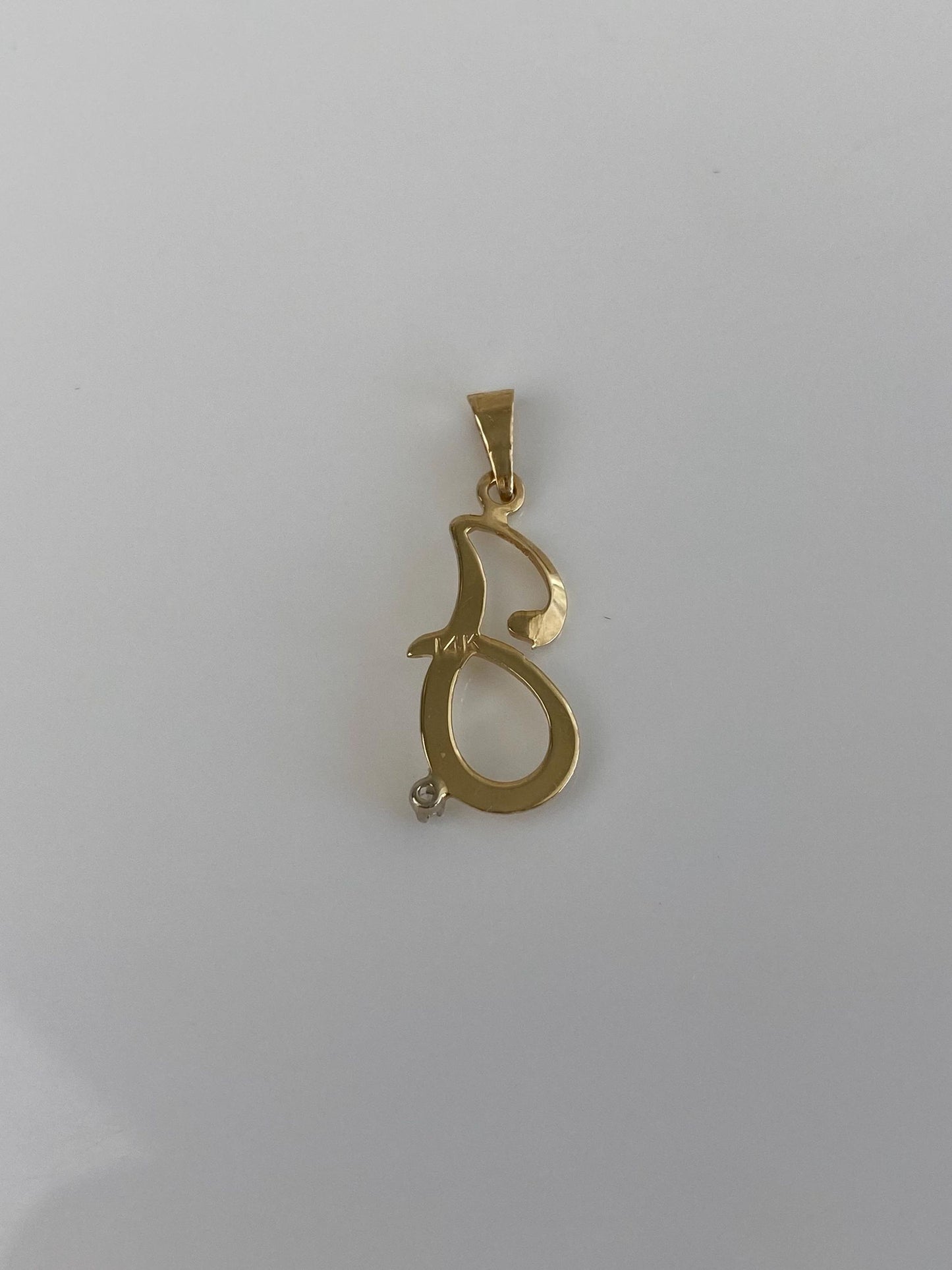 Vintage Solid 14k Yellow Gold Clear Sapphire Initial 'J' Charm