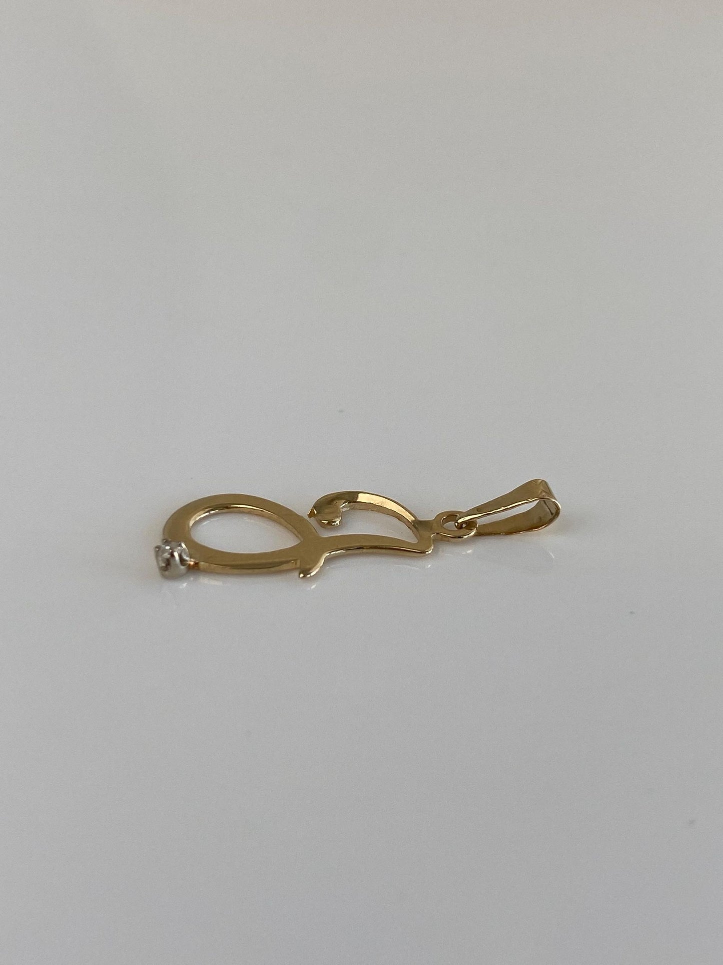 Vintage Solid 14k Yellow Gold Clear Sapphire Initial 'J' Charm