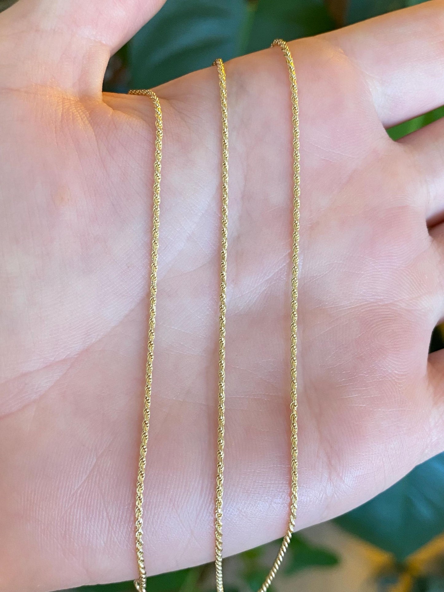 Vintage Solid 14k Yellow Gold Slim Rope Chain Necklace - 20.5 inches