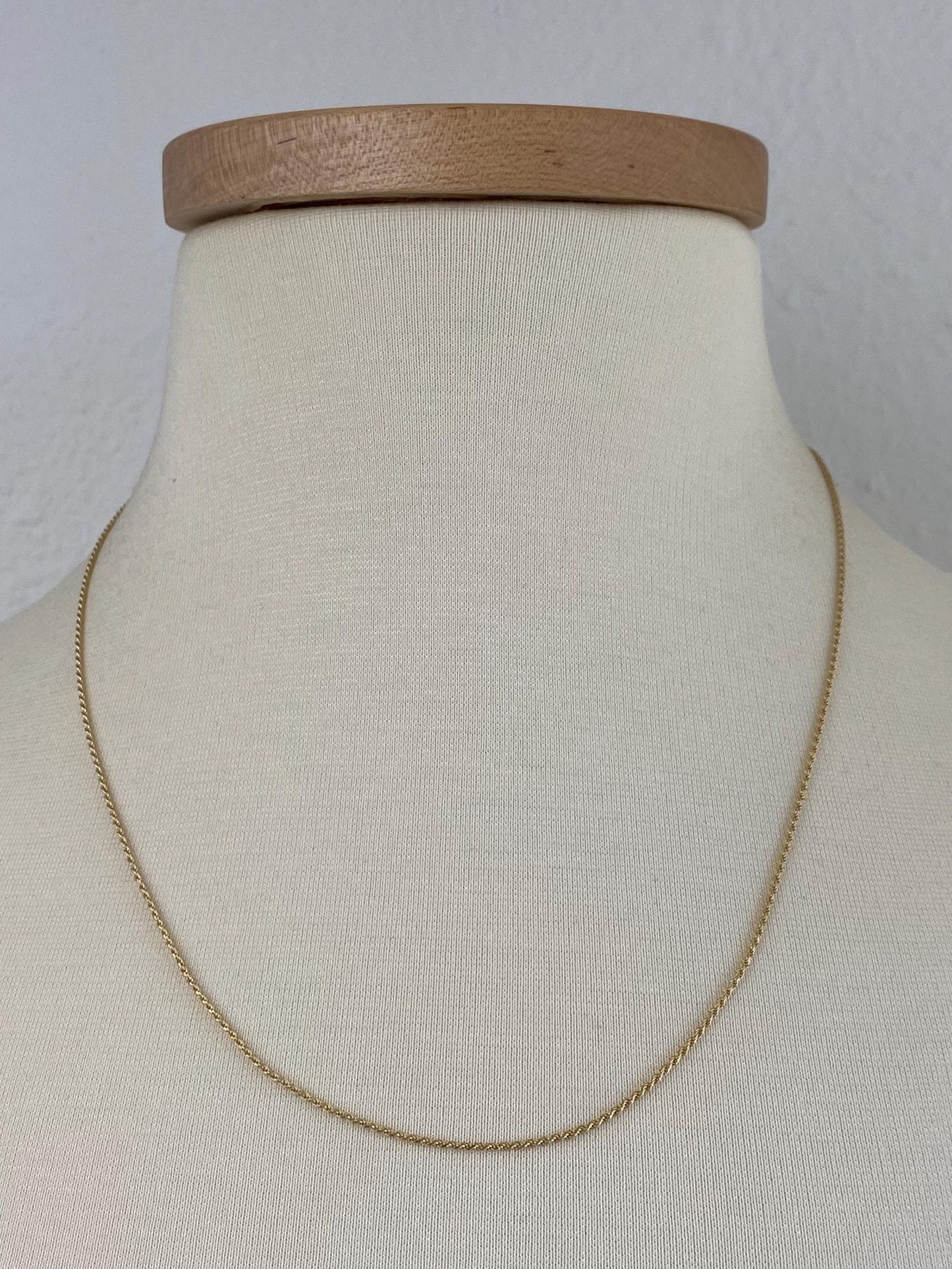 Vintage Solid 14k Yellow Gold Slim Rope Chain Necklace - 20.5 inches