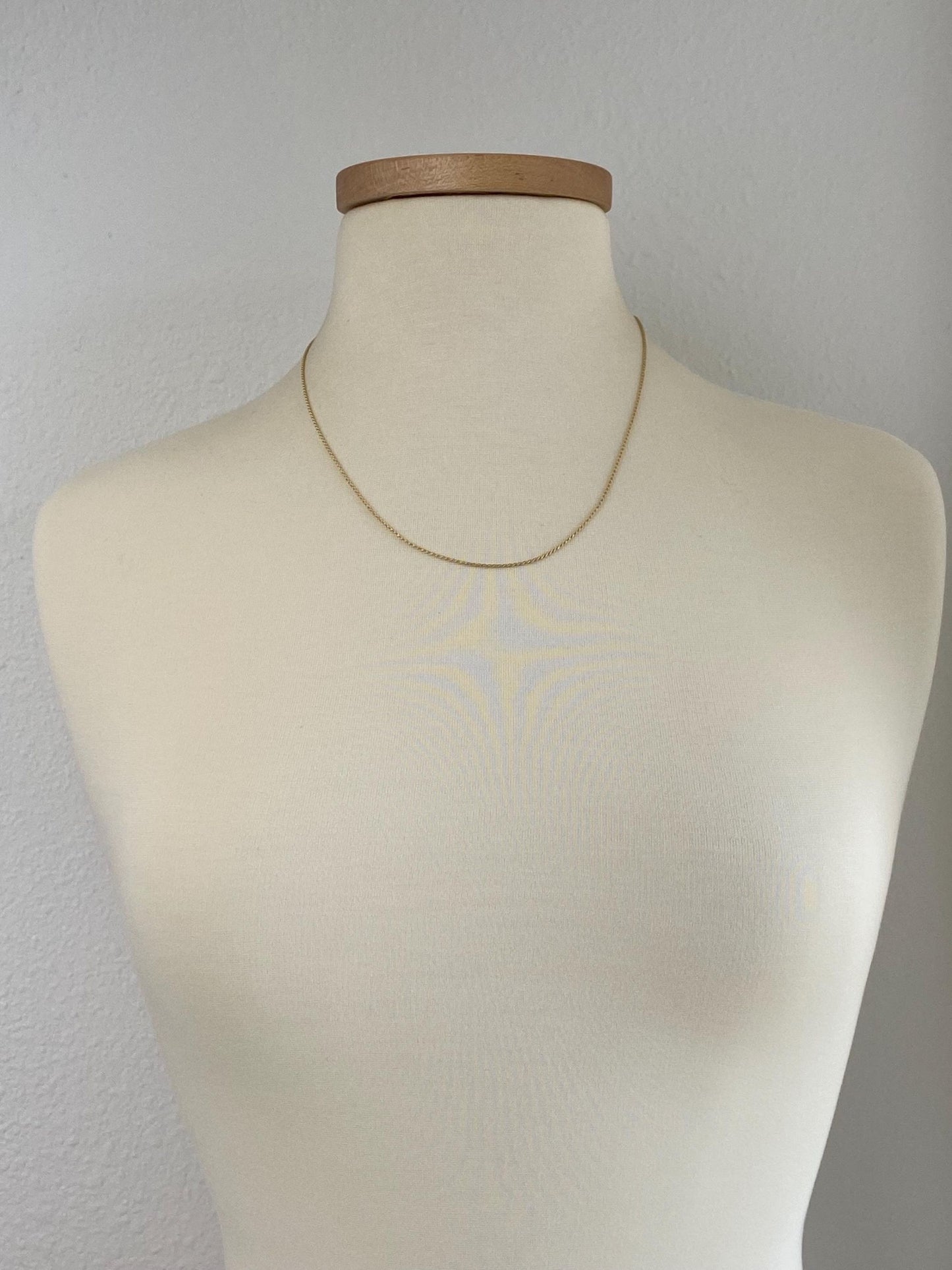 Vintage Solid 14k Yellow Gold Slim Rope Chain Necklace - 20.5 inches