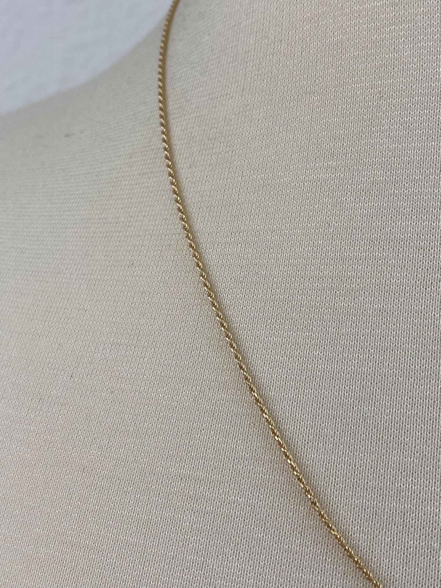 Vintage Solid 14k Yellow Gold Slim Rope Chain Necklace - 20.5 inches