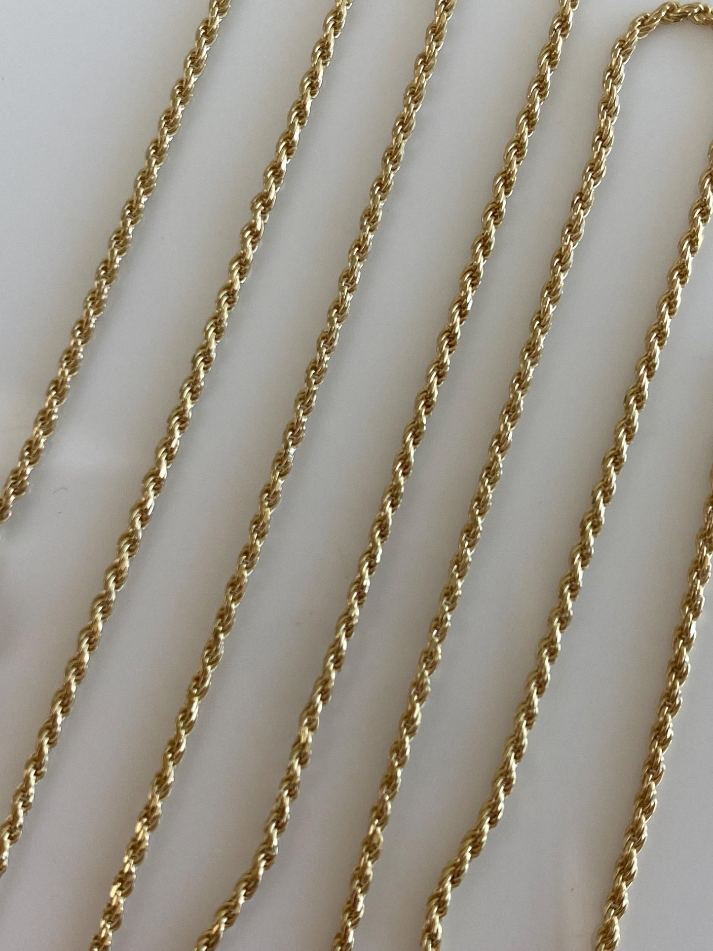 Vintage Solid 14k Yellow Gold Slim Rope Chain Necklace - 20.5 inches
