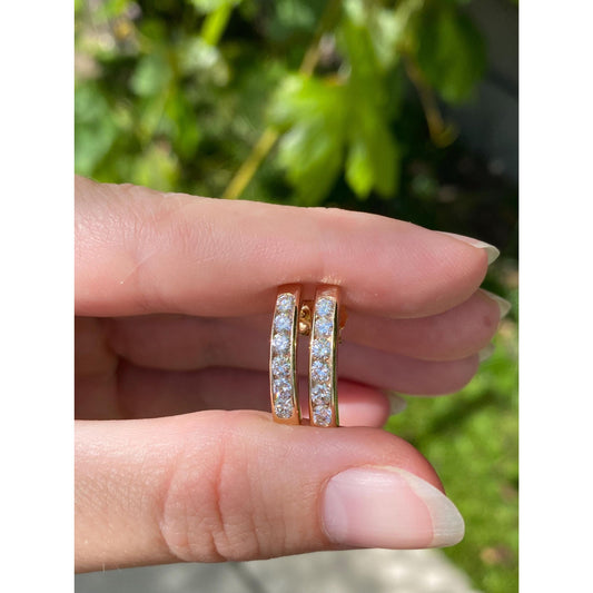 Vintage Solid 14k Yellow Gold Diamond Drop Earrings