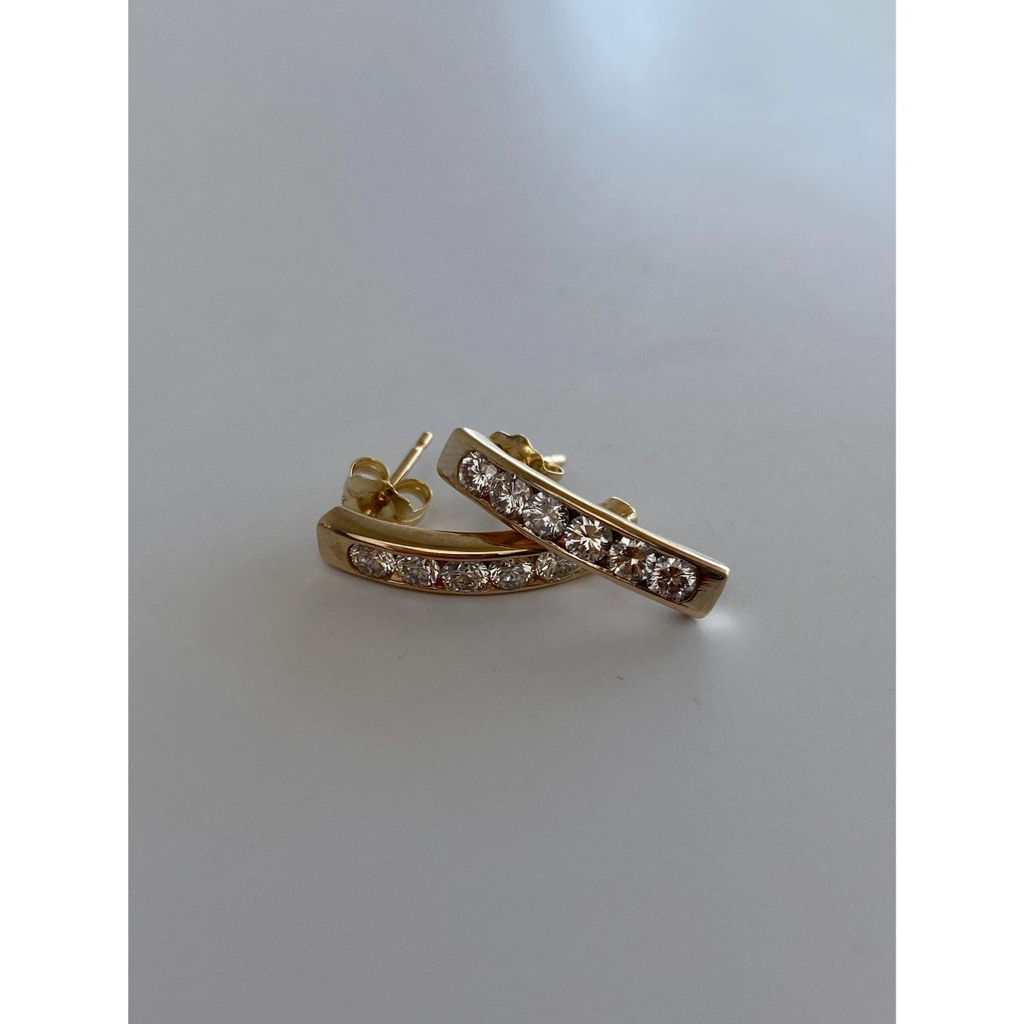 Vintage Solid 14k Yellow Gold Diamond Drop Earrings