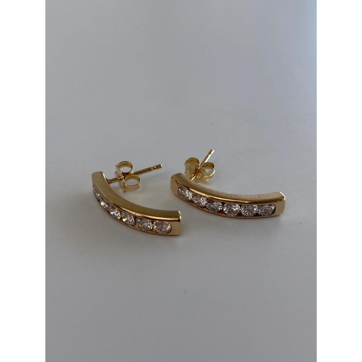 Vintage Solid 14k Yellow Gold Diamond Drop Earrings