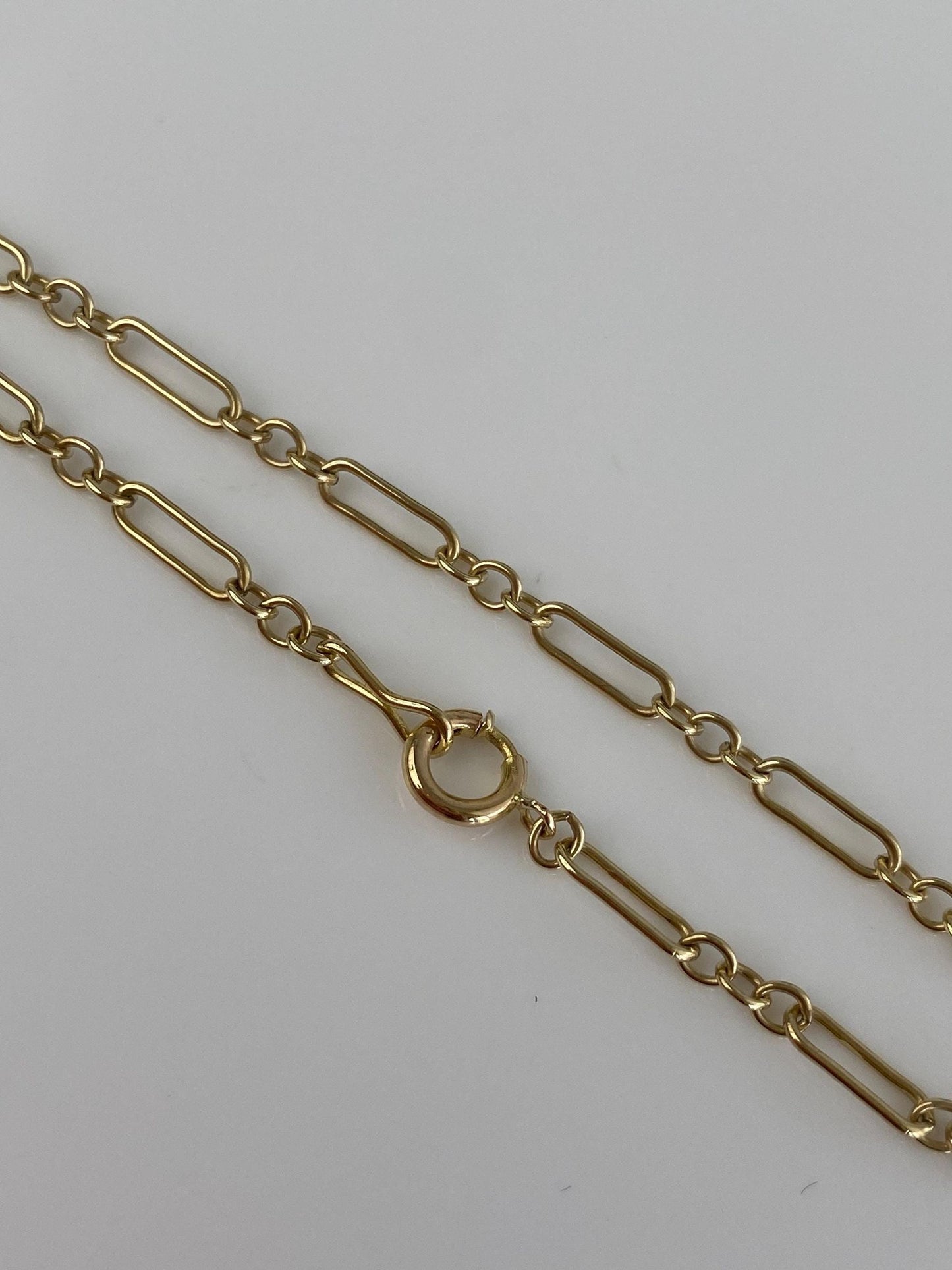 Vintage Solid 10k Yellow Gold Dainty Albert Trombone Link Chain Bracelet - 7 inches