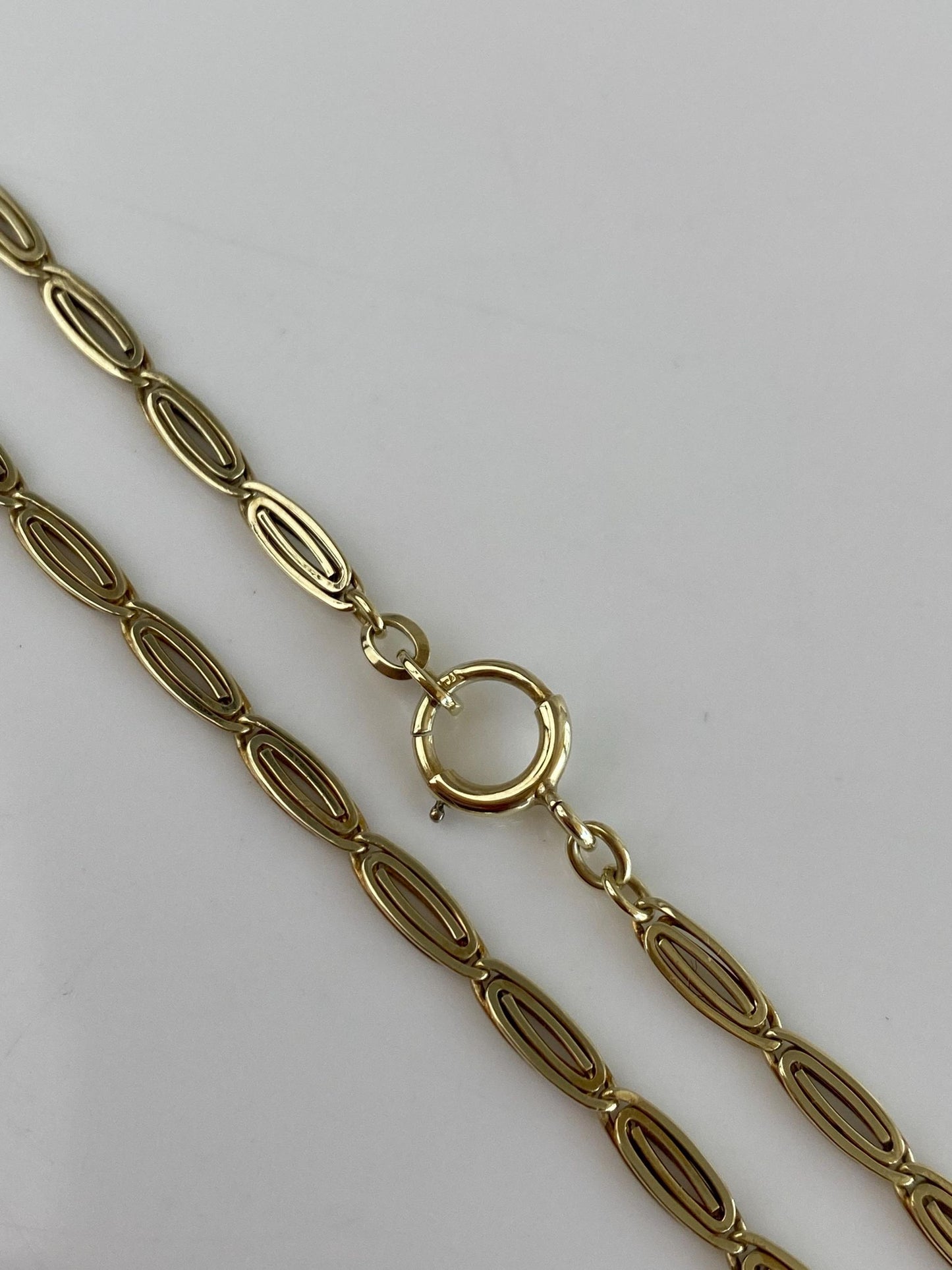 Vintage Solid 14k Yellow Gold Fancy Spiral Link Pocket Watch Chain - 13.5 inches