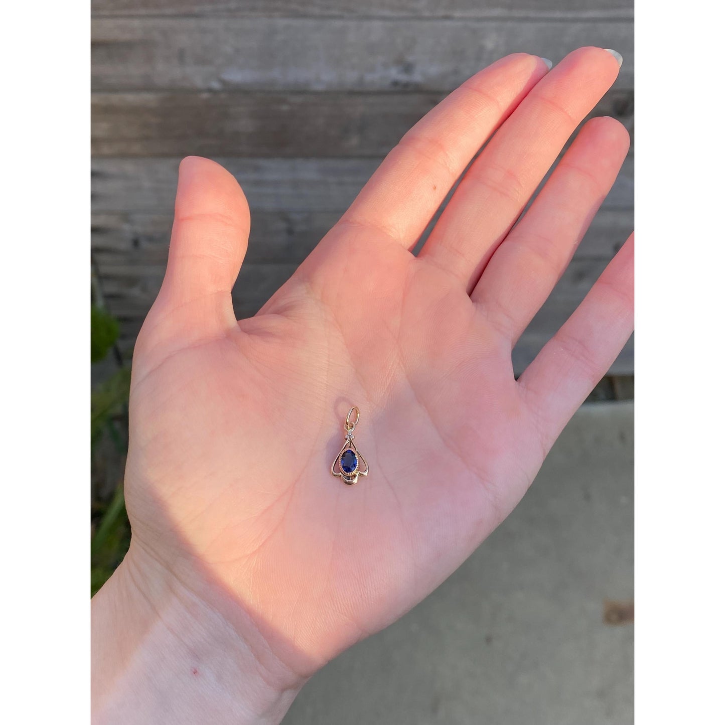 Vintage Solid 10k Yellow Gold Blue Cubic Zirconia Stick Pin Conversion Charm