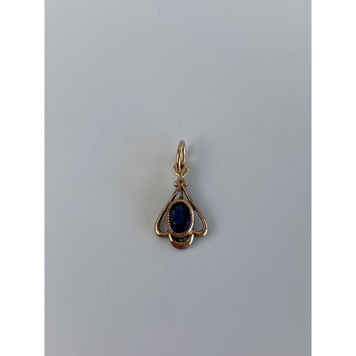 Vintage Solid 10k Yellow Gold Blue Cubic Zirconia Stick Pin Conversion Charm