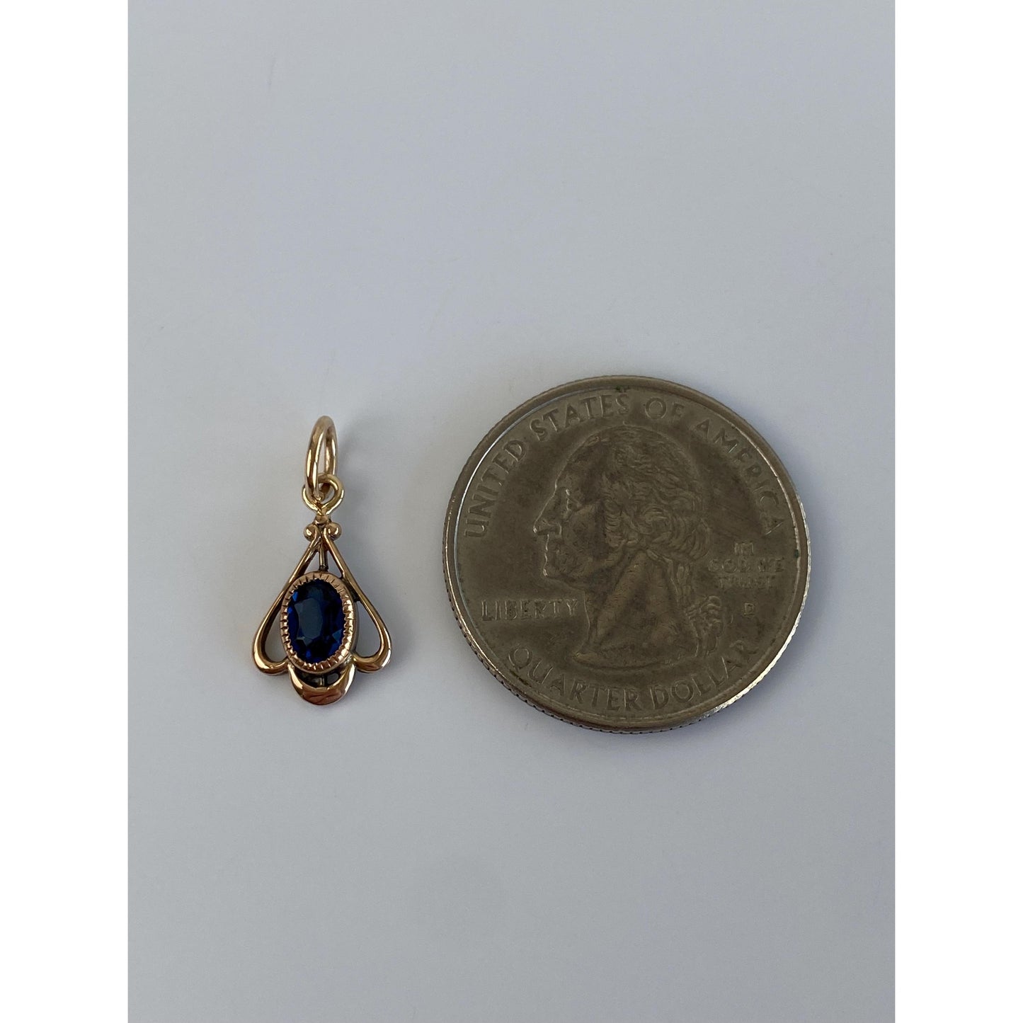 Vintage Solid 10k Yellow Gold Blue Cubic Zirconia Stick Pin Conversion Charm