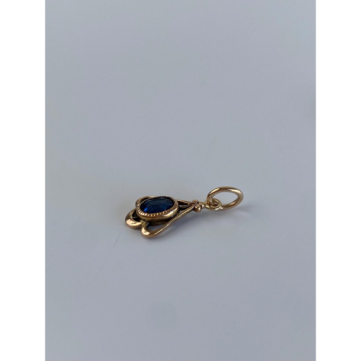 Vintage Solid 10k Yellow Gold Blue Cubic Zirconia Stick Pin Conversion Charm