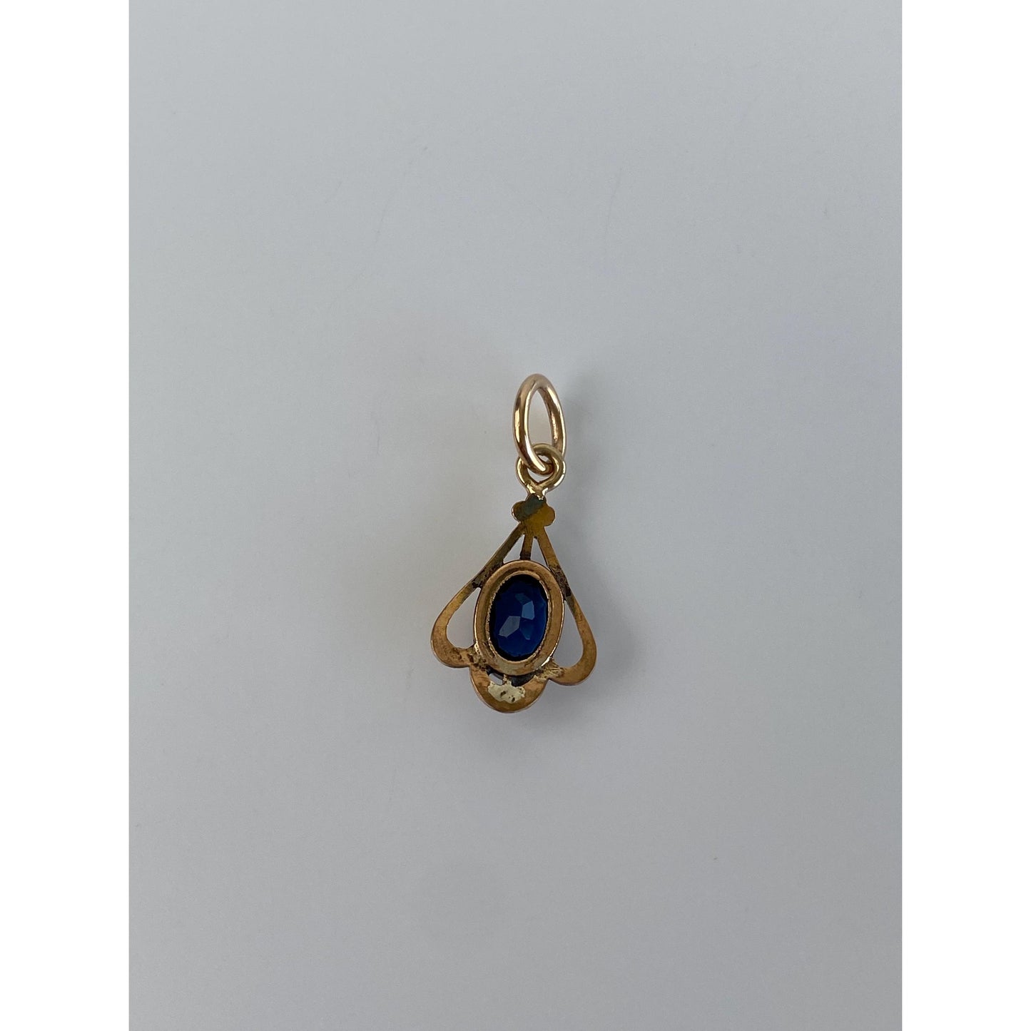 Vintage Solid 10k Yellow Gold Blue Cubic Zirconia Stick Pin Conversion Charm