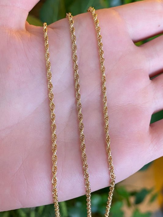 Vintage Solid 14k Yellow Gold Long Chain Necklace - 24.25 inches