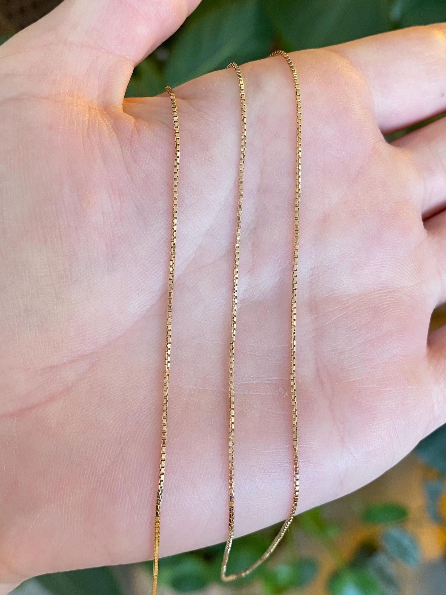 Vintage Solid 14k Yellow Gold Box Chain Necklace - 18.75 inches