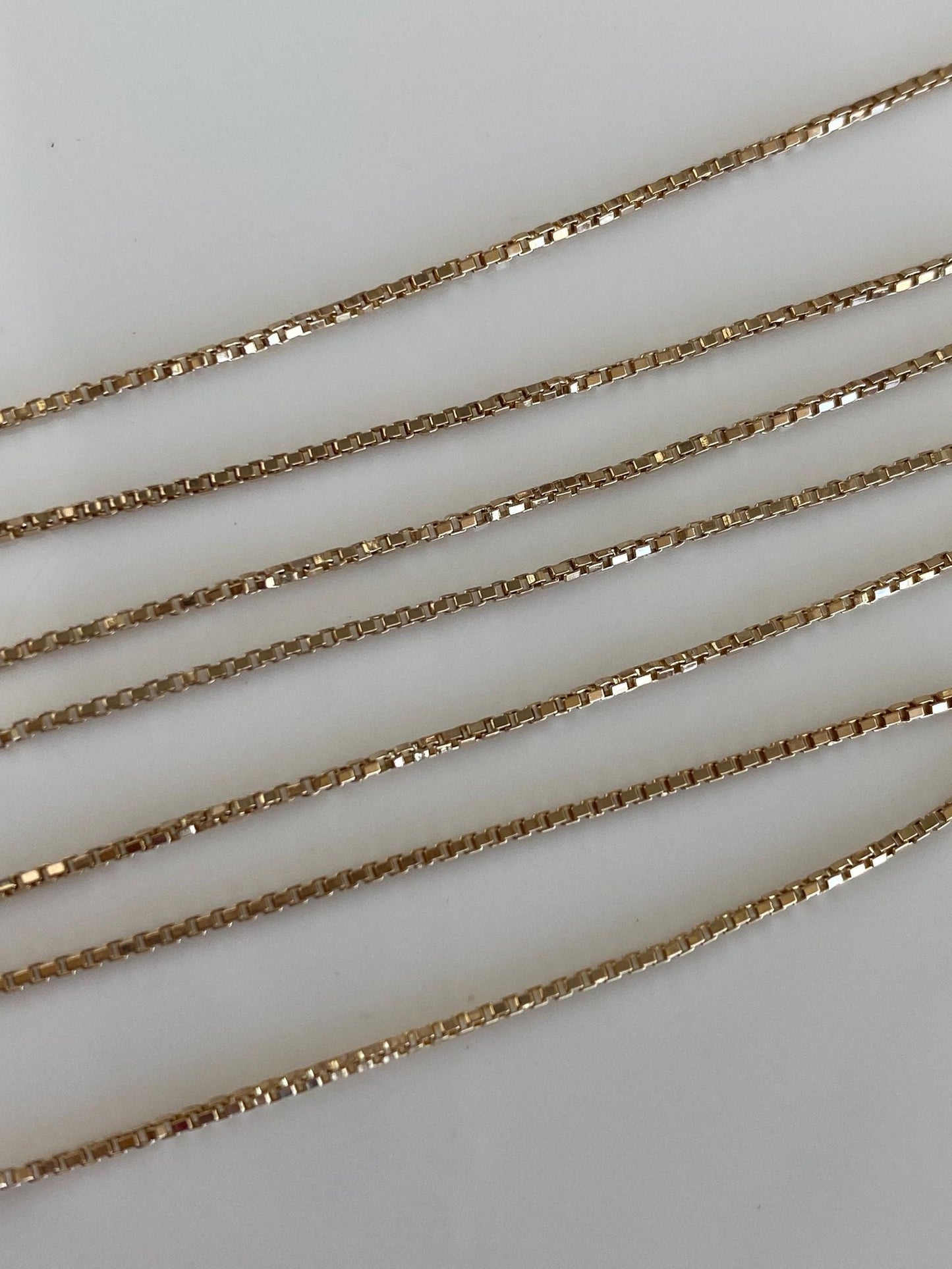 Vintage Solid 14k Yellow Gold Box Chain Necklace - 18.75 inches