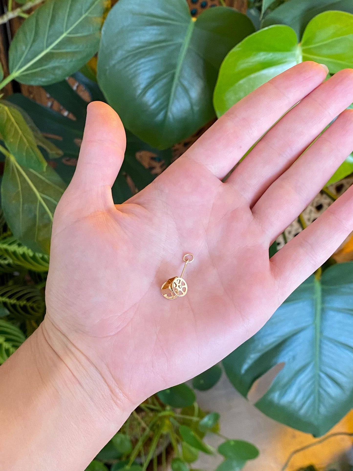 Vintage Solid 9k Yellow Gold Articulated Wagon Charm