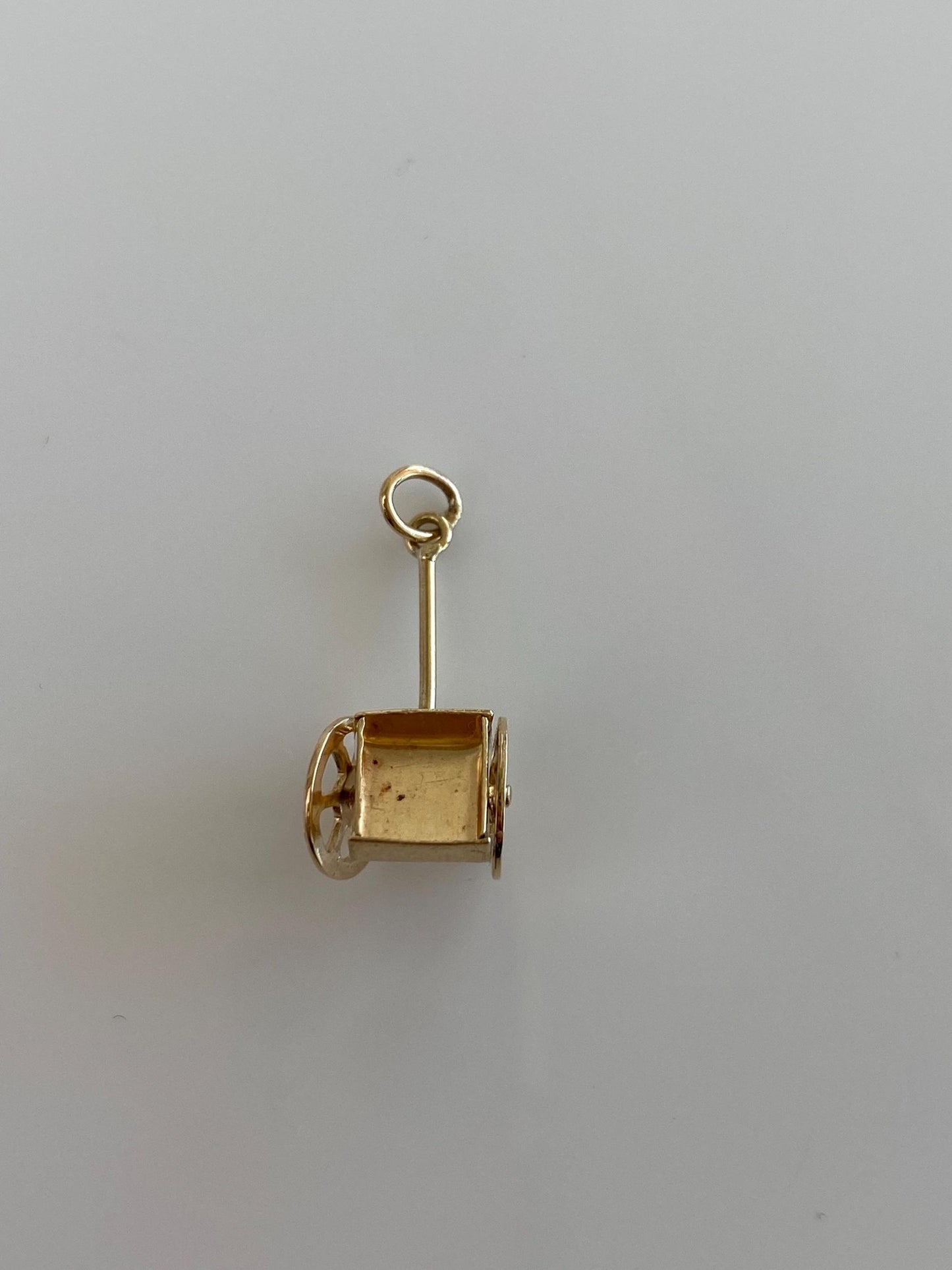 Vintage Solid 9k Yellow Gold Articulated Wagon Charm