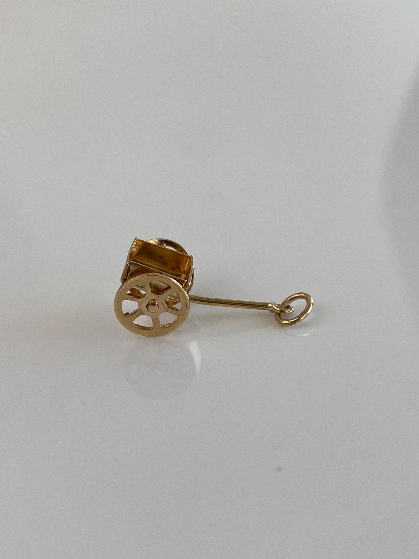 Vintage Solid 9k Yellow Gold Articulated Wagon Charm