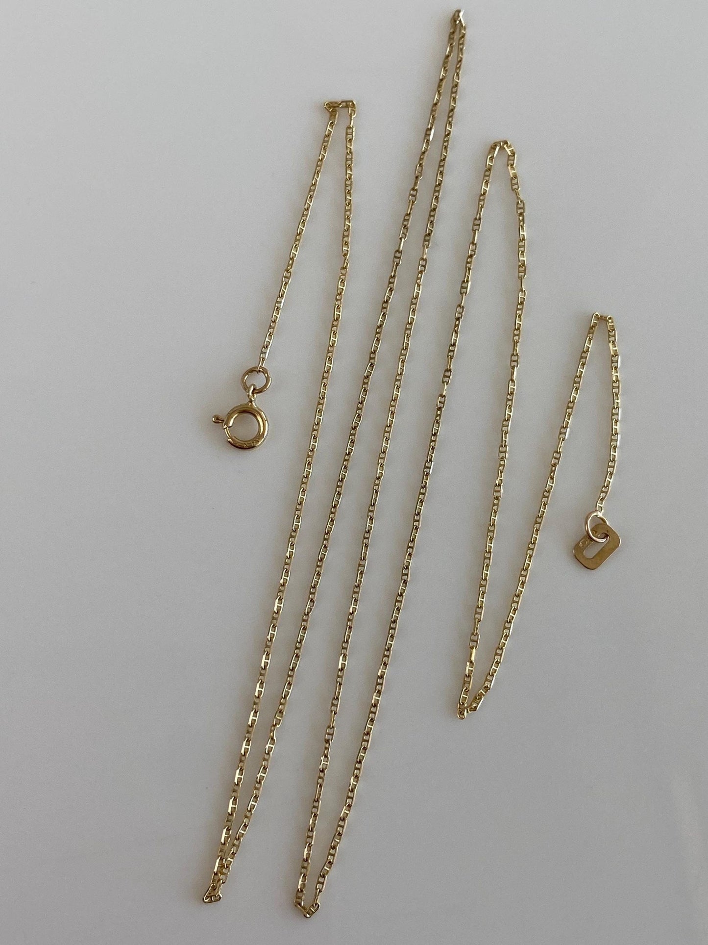 Vintage Solid 14k Yellow Gold Dainty Mariner Chain Necklace - 19.75 inches