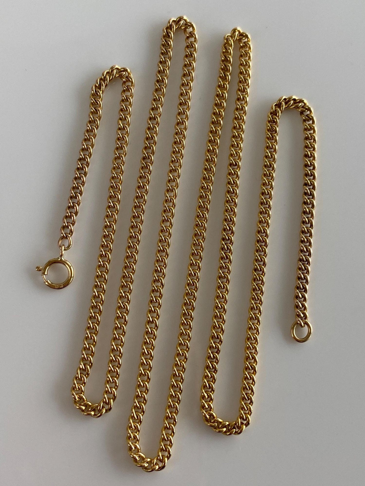 Vintage Solid 18k Yellow Gold Curb Chain Necklace - 22.25 inches
