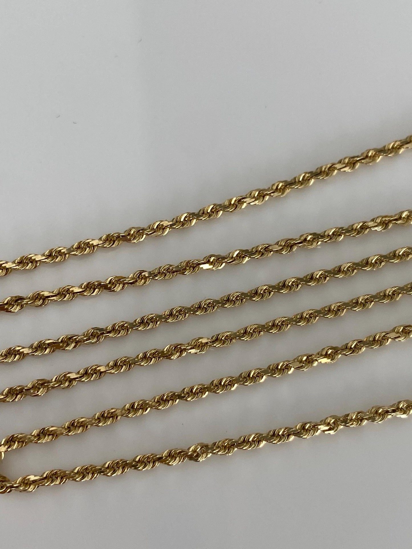 Vintage Solid 14k Yellow Gold Slim Rope Chain Necklace - 18.25 inches