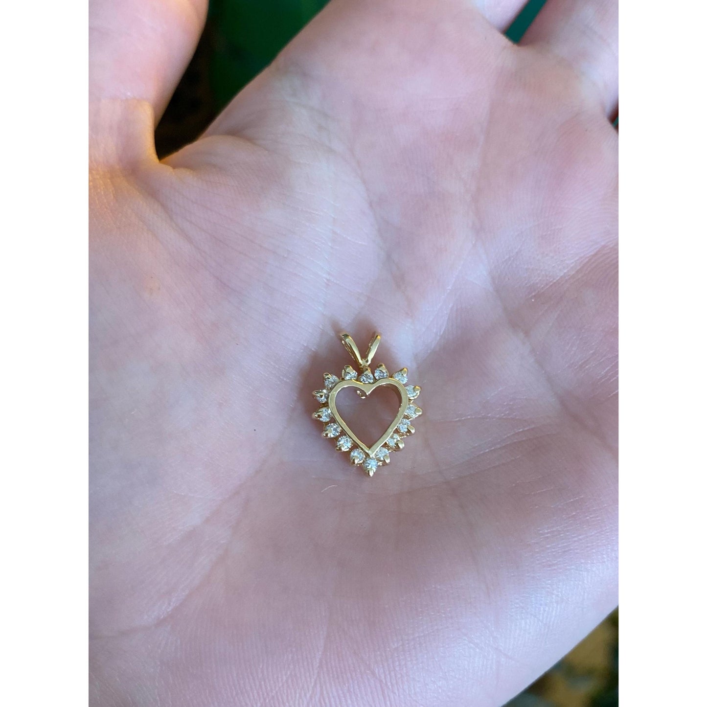 Vintage Solid 14k Yellow Gold Diamond Heart Charm