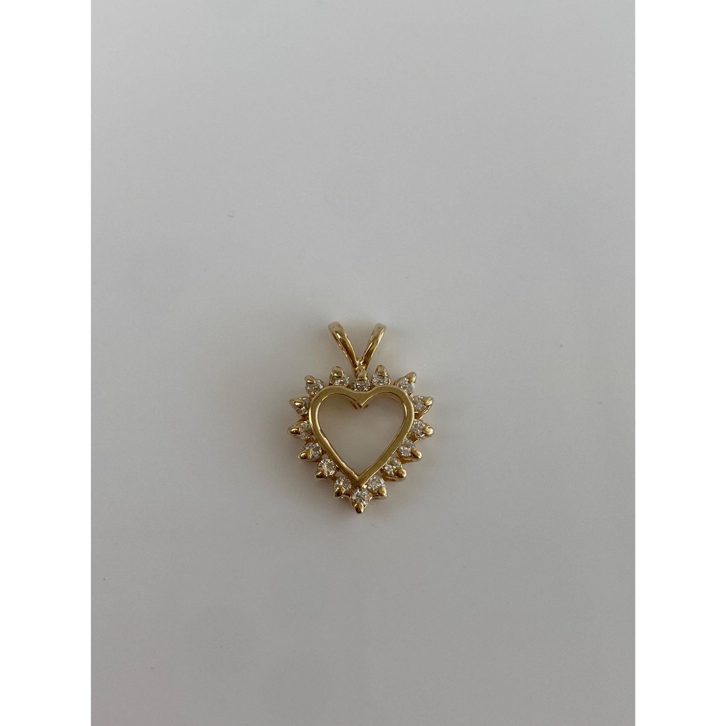 Vintage Solid 14k Yellow Gold Diamond Heart Charm