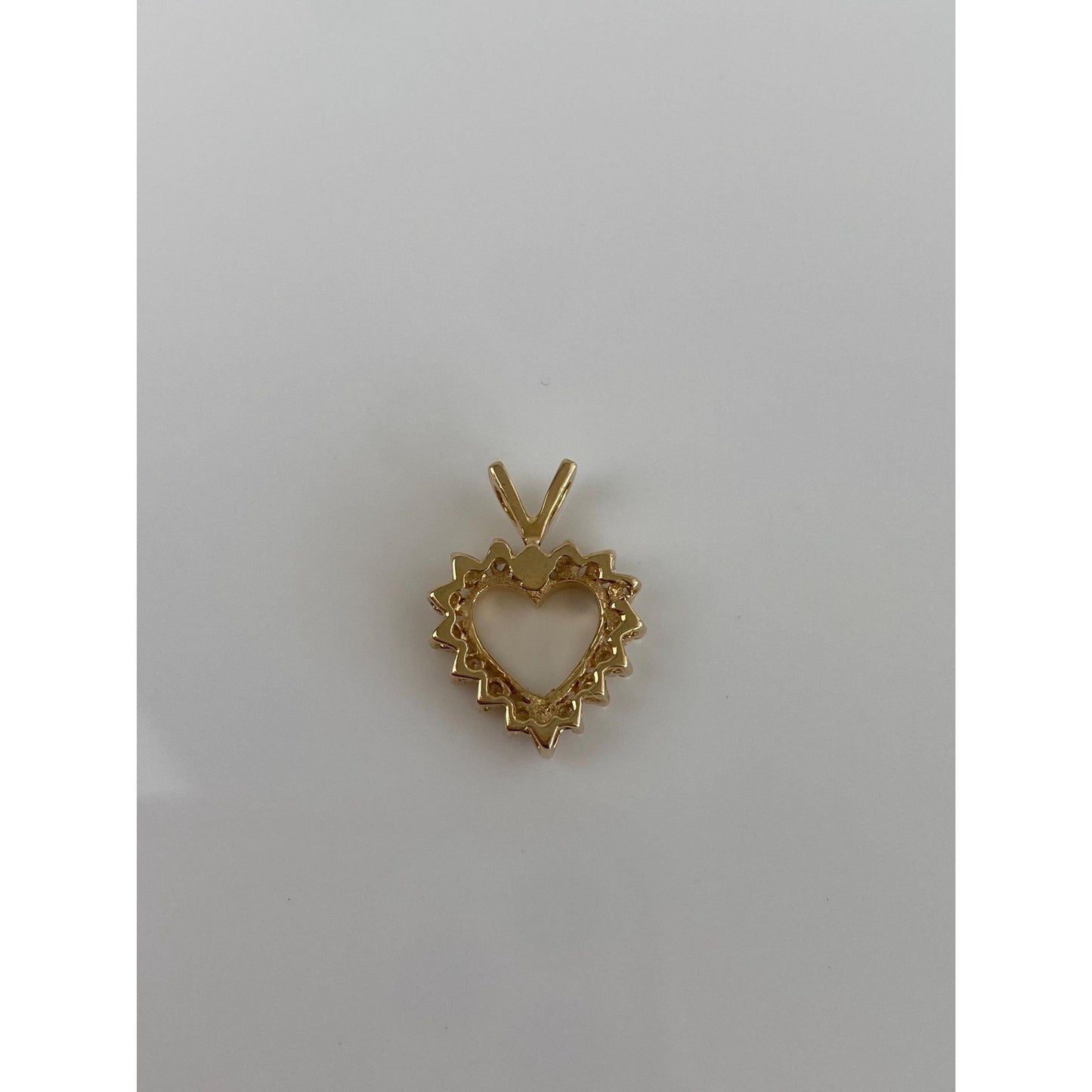 Vintage Solid 14k Yellow Gold Diamond Heart Charm