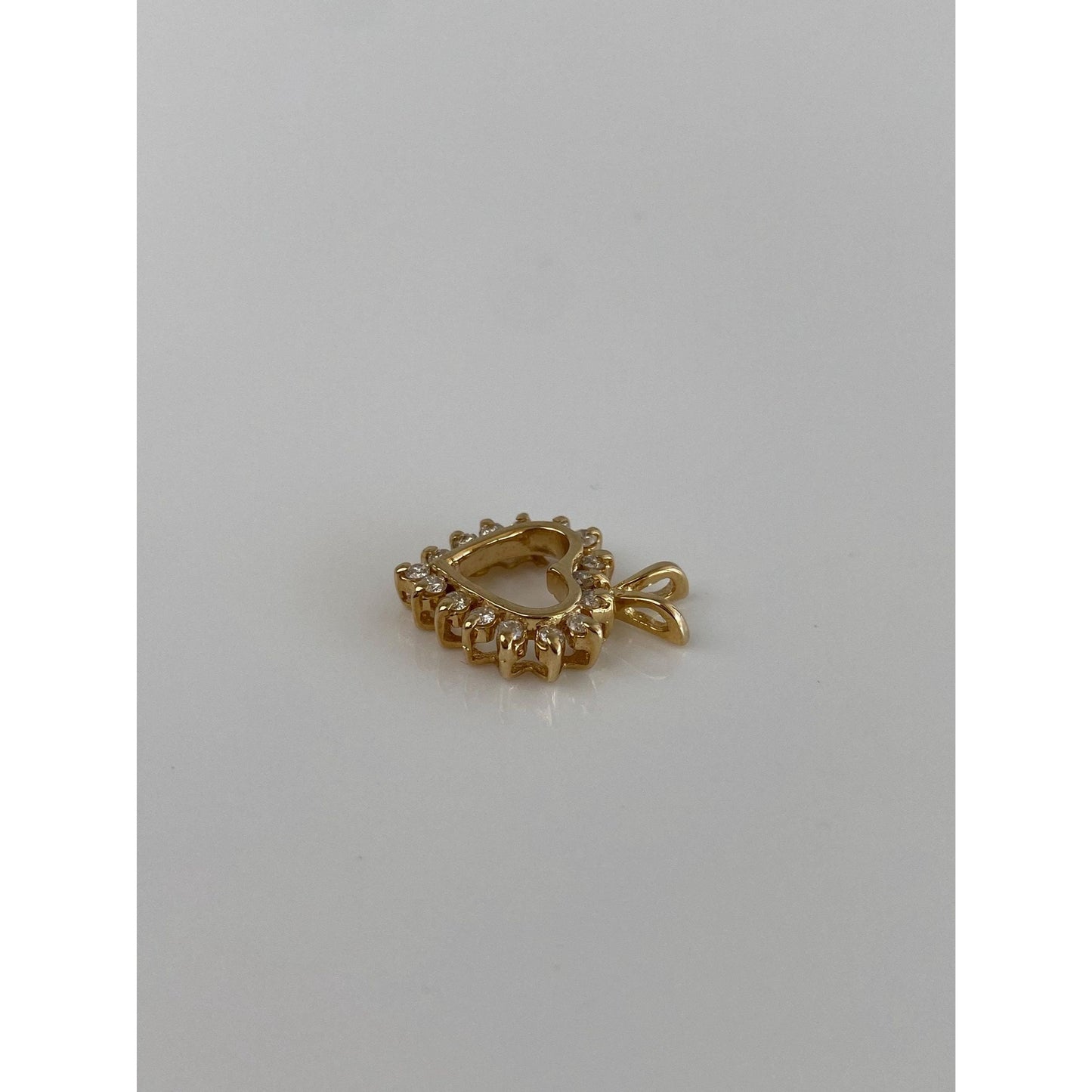 Vintage Solid 14k Yellow Gold Diamond Heart Charm
