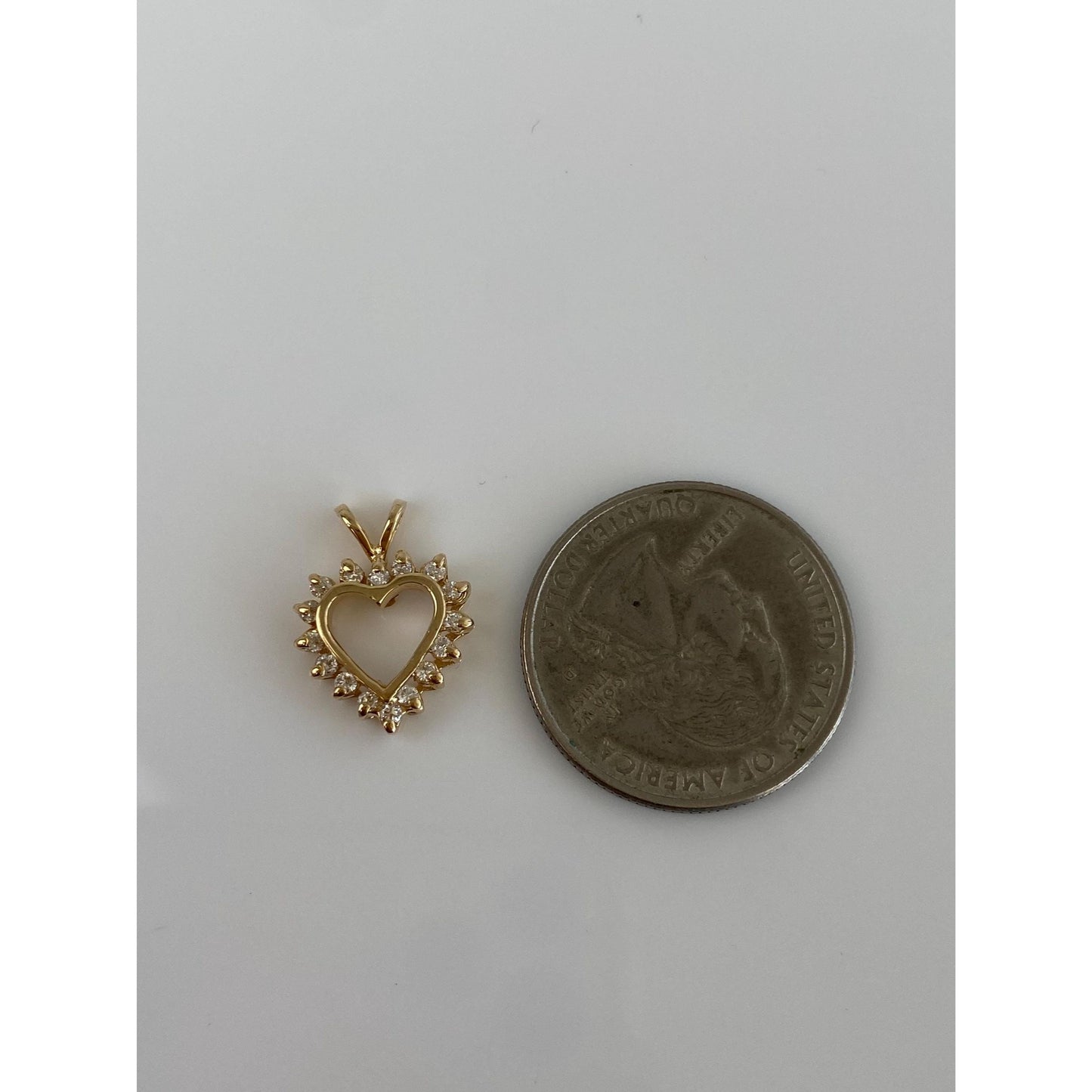 Vintage Solid 14k Yellow Gold Diamond Heart Charm