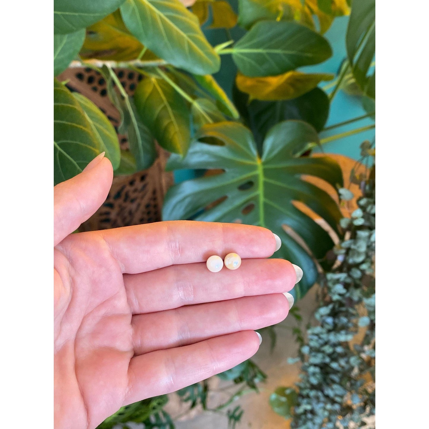 Vintage Solid 14k Yellow Gold Pearl Stud Earrings