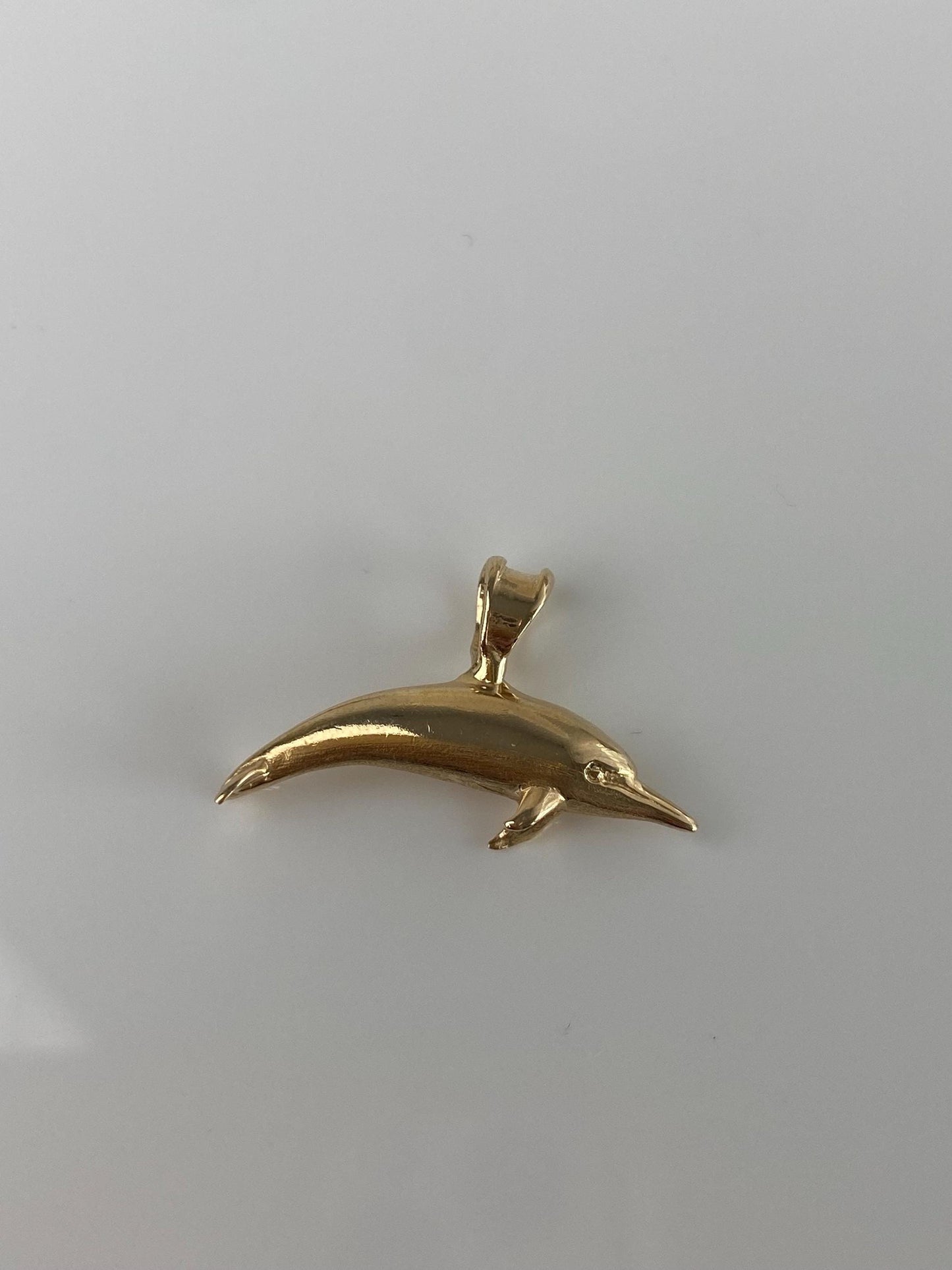 Vintage Solid 14k Yellow Gold Red Spinel Dolphin Charm
