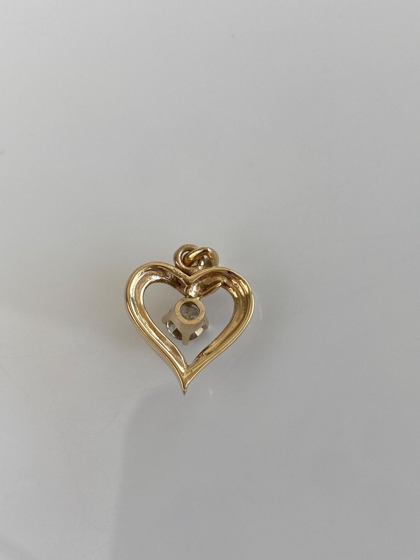 Vintage Solid 14k Yellow Gold Champagne Diamond Heart Charm