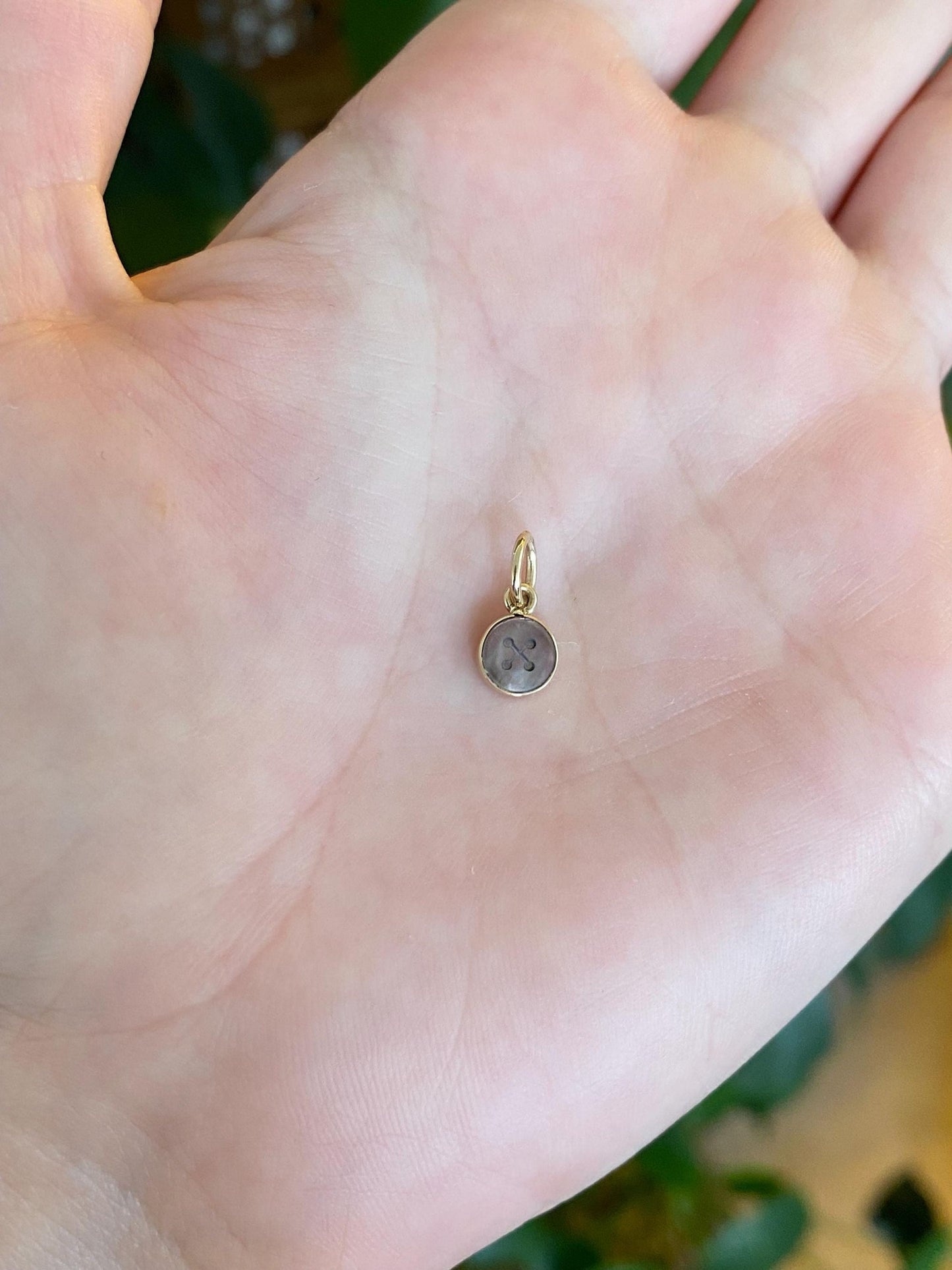 Vintage Solid 14k Yellow Gold Abalone Button Charm
