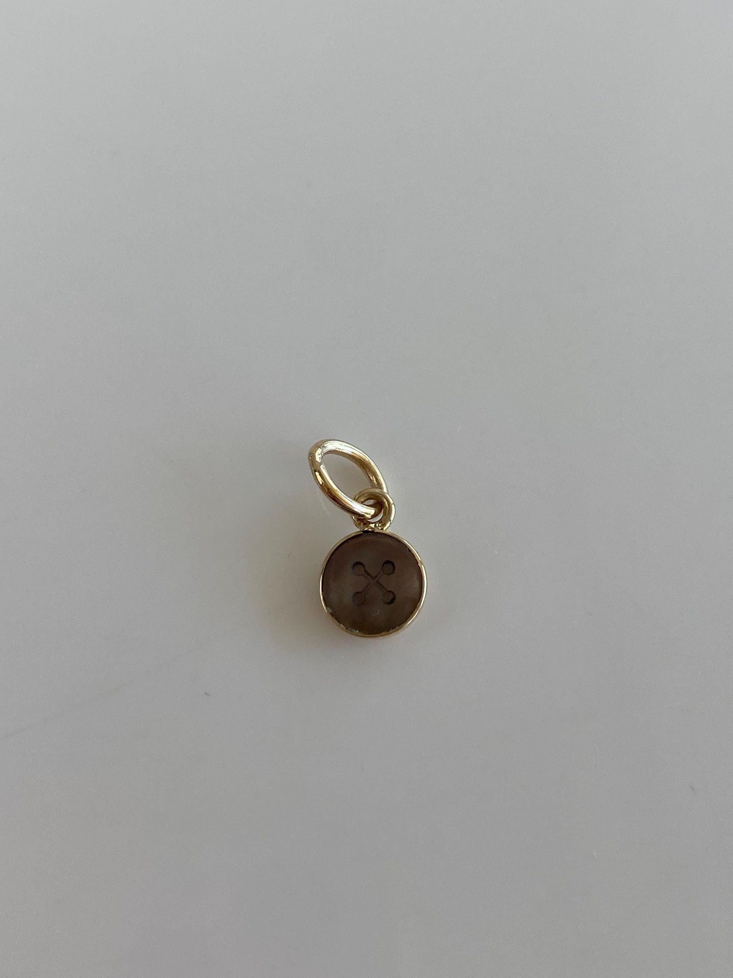 Vintage Solid 14k Yellow Gold Abalone Button Charm