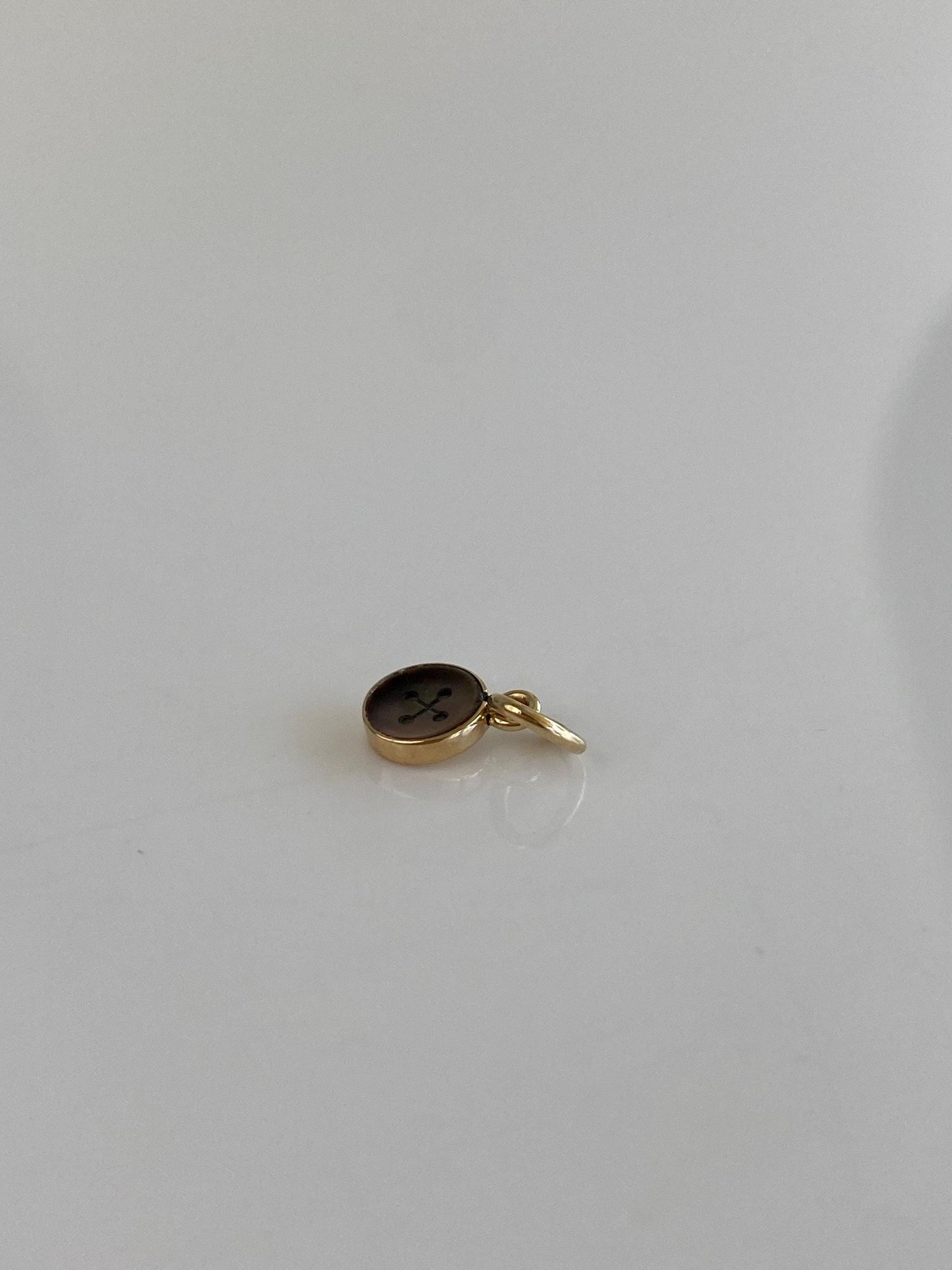 Vintage Solid 14k Yellow Gold Abalone Button Charm